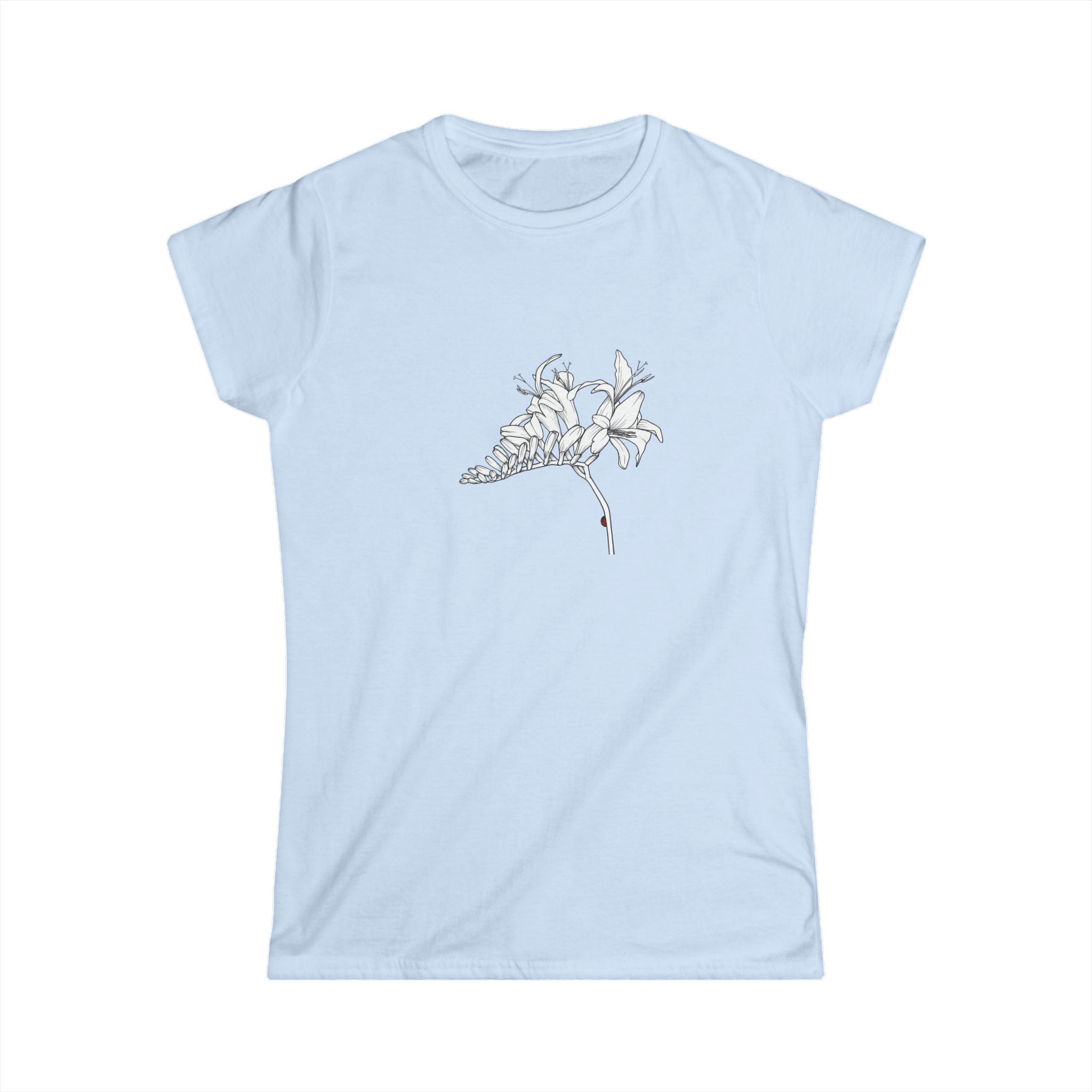 Lucifer Flower Line Art Tee — Minimal Floral Women's T-Shirt