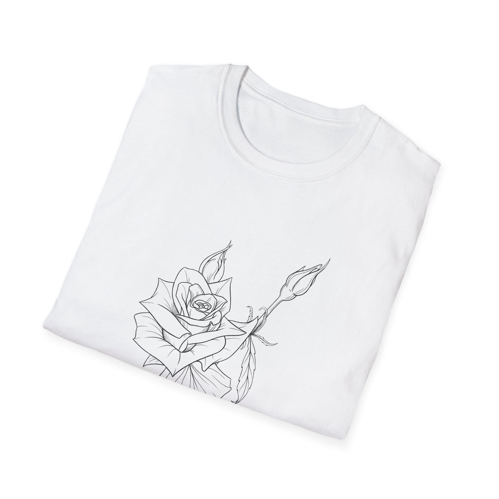 Rose Sketch Unisex T‑Shirt — Minimalist Floral Line Art Tee