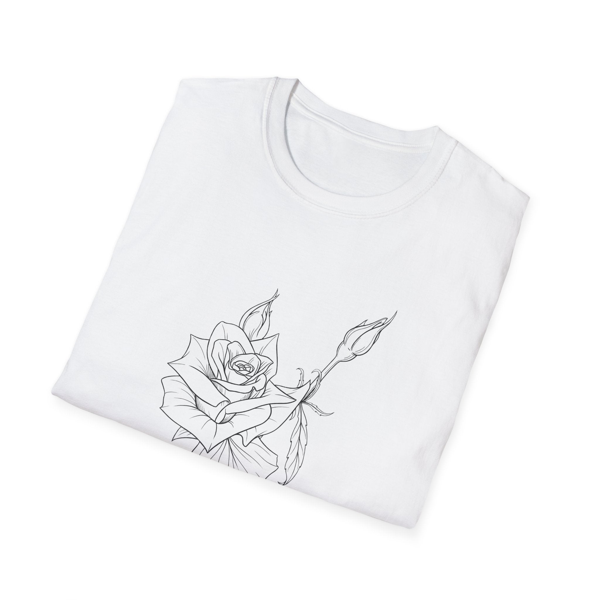 Rose Sketch Unisex T‑Shirt — Minimalist Floral Line Art Tee