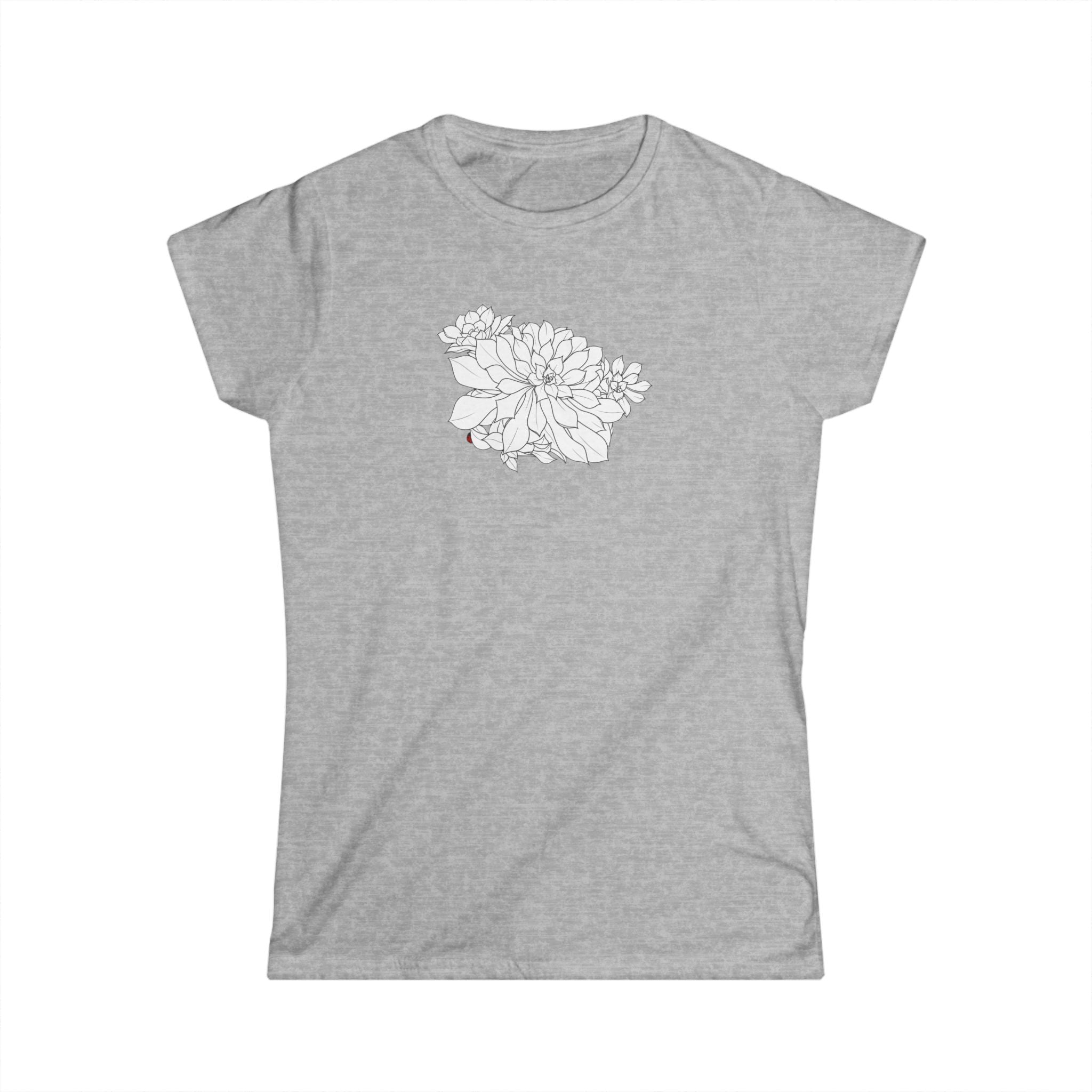 Succulent Line Art Tee — Minimal Floral Women's T-Shirt
