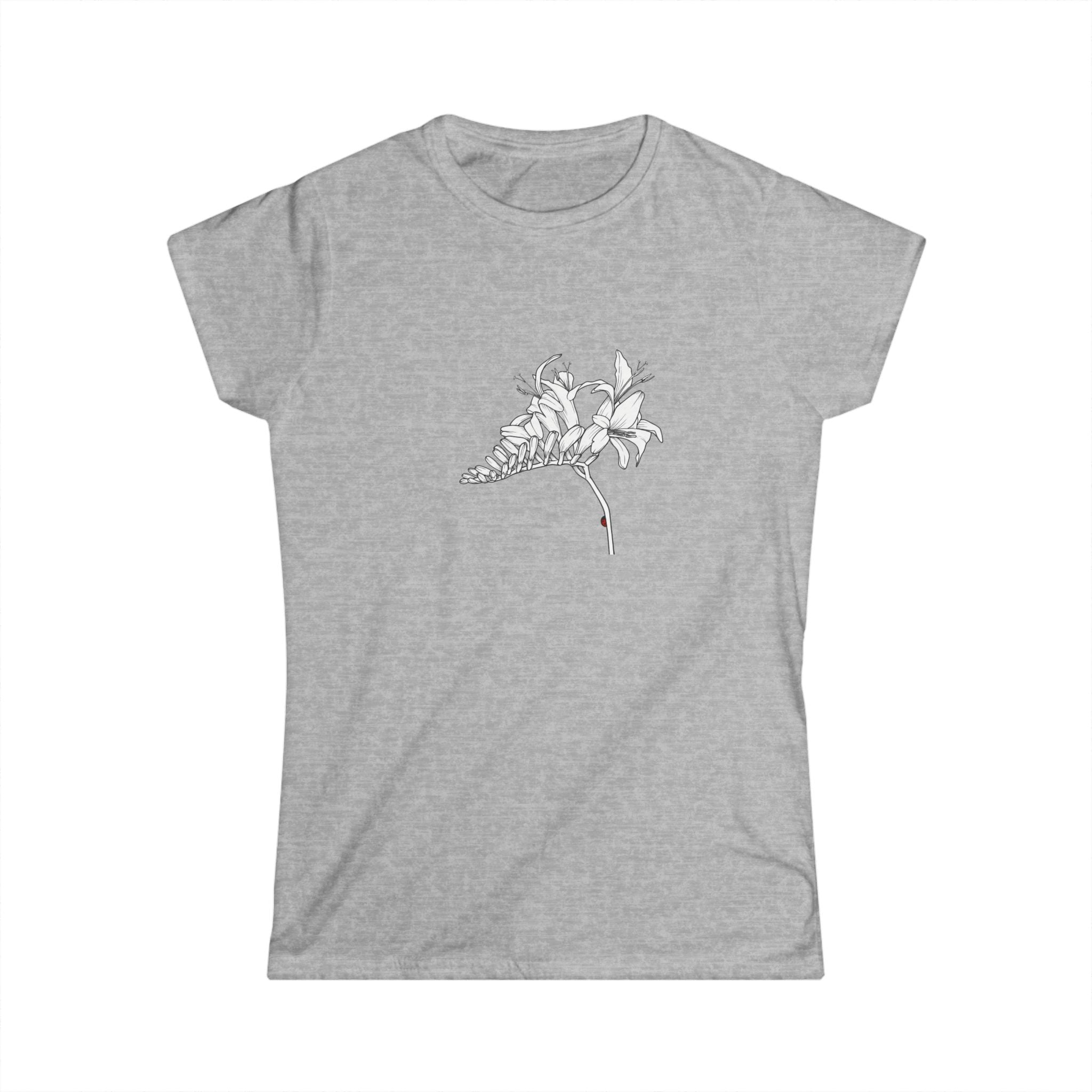 Lucifer Flower Line Art Tee — Minimal Floral Women's T-Shirt