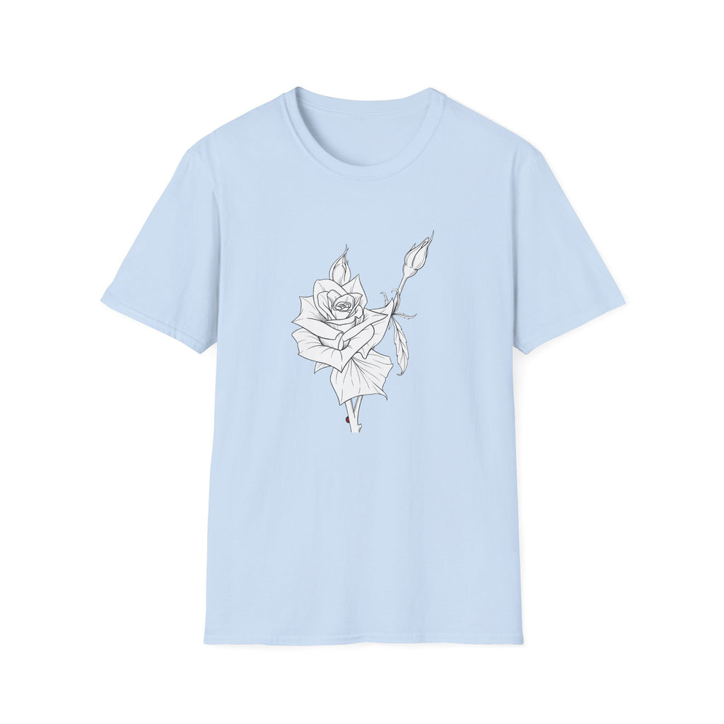 Rose Sketch Unisex T‑Shirt — Minimalist Floral Line Art Tee