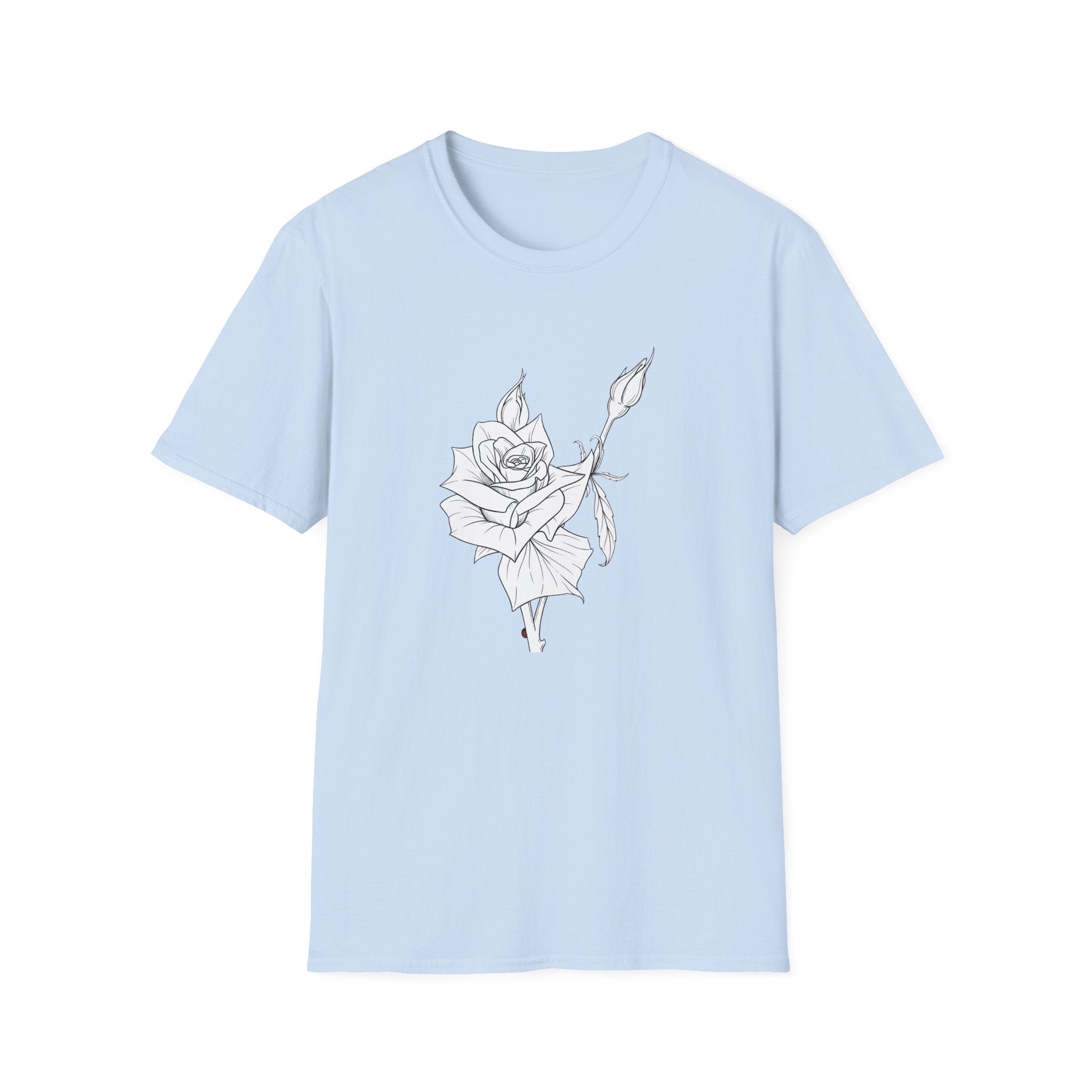 Rose Sketch Unisex T‑Shirt — Minimalist Floral Line Art Tee