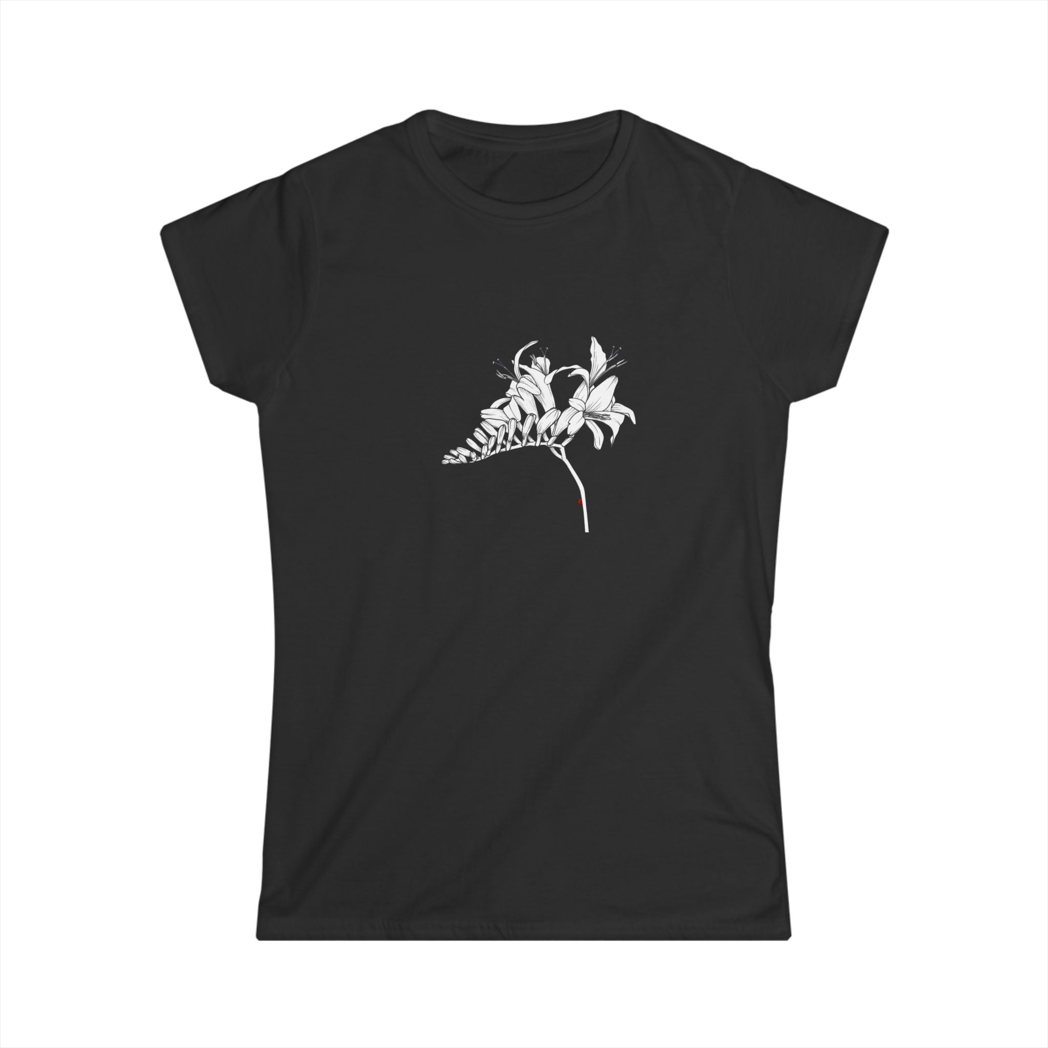Lucifer Flower Line Art Tee — Minimal Floral Women's T-Shirt