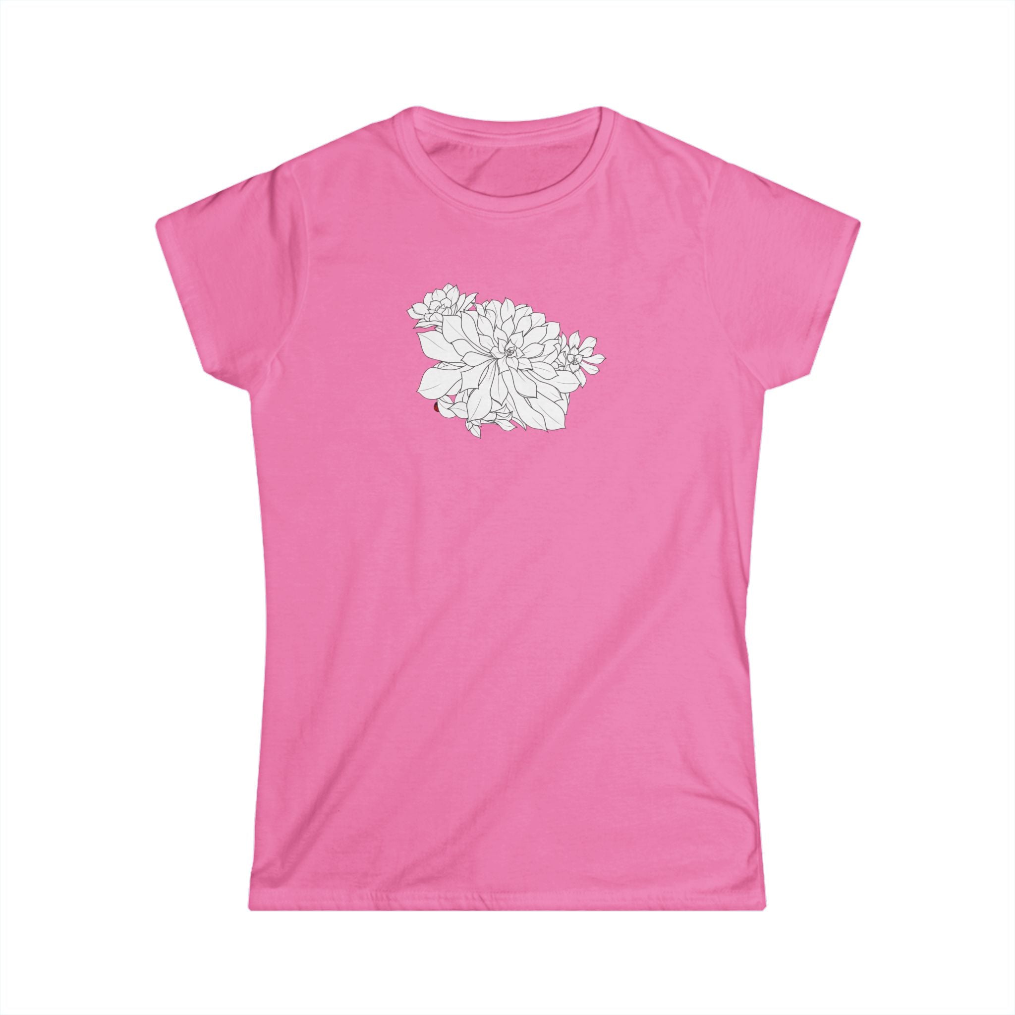 Succulent Line Art Tee — Minimal Floral Women's T-Shirt