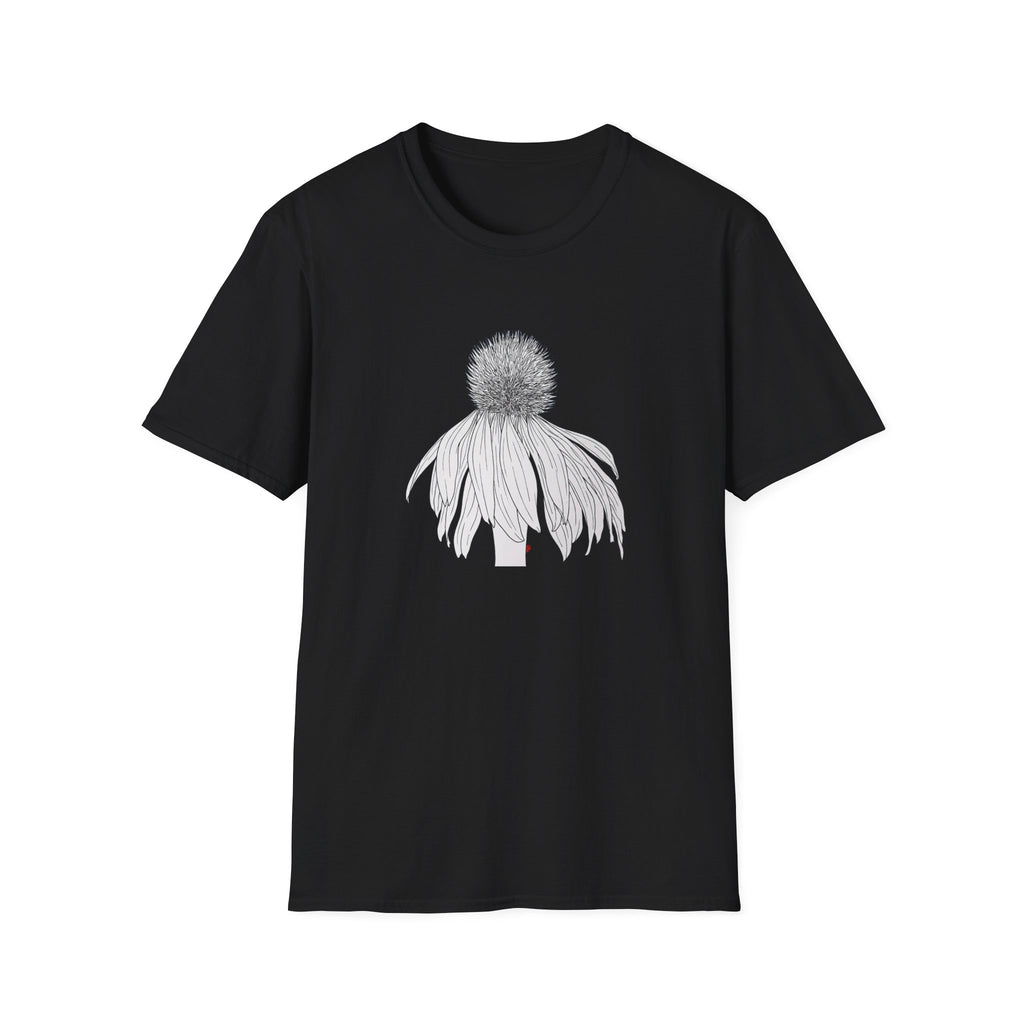 Coneflower Sketch Unisex T‑Shirt — Minimalist Floral Line Art Tee