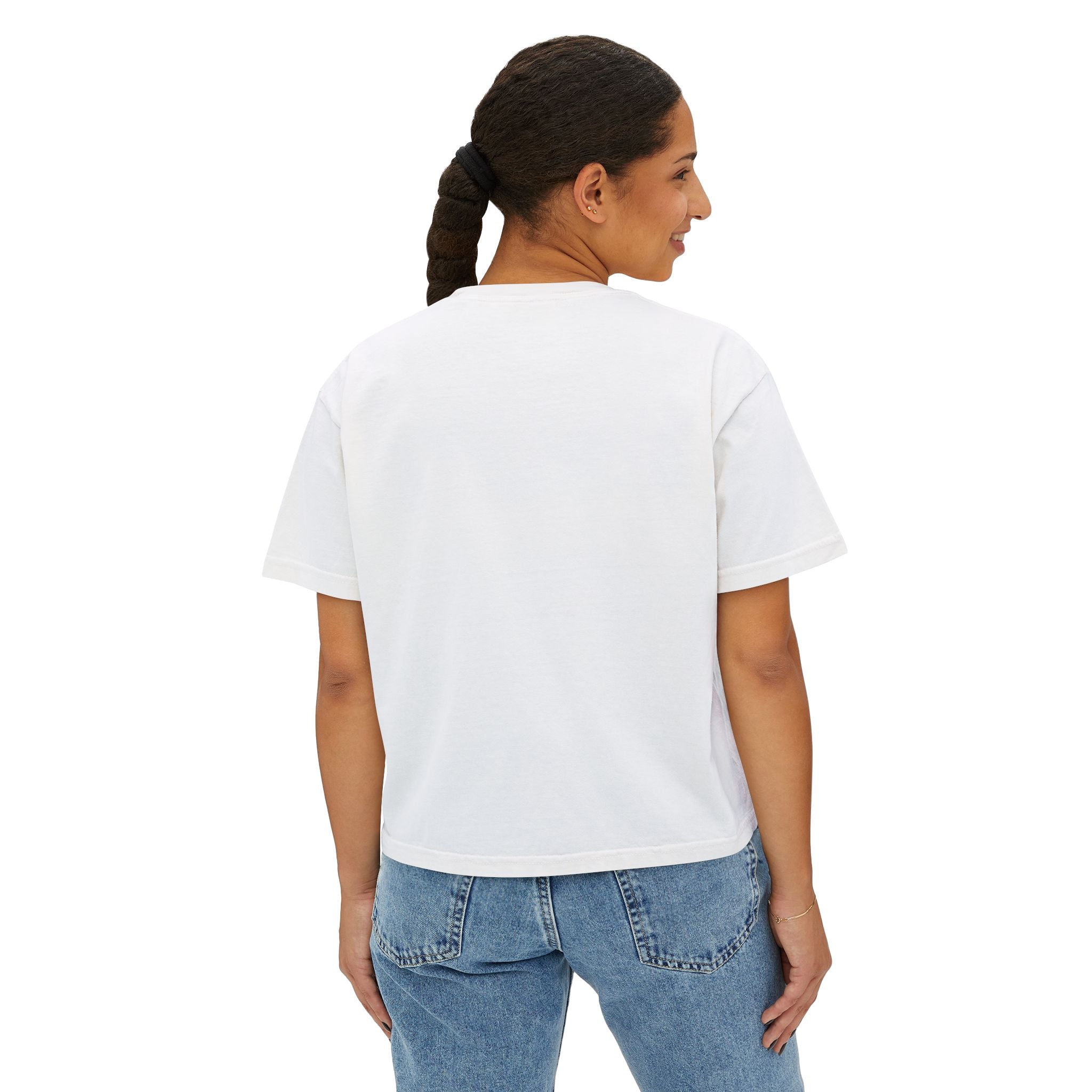 Sunflower Boxy Tee — Minimal Line Art Graphic T-Shirt