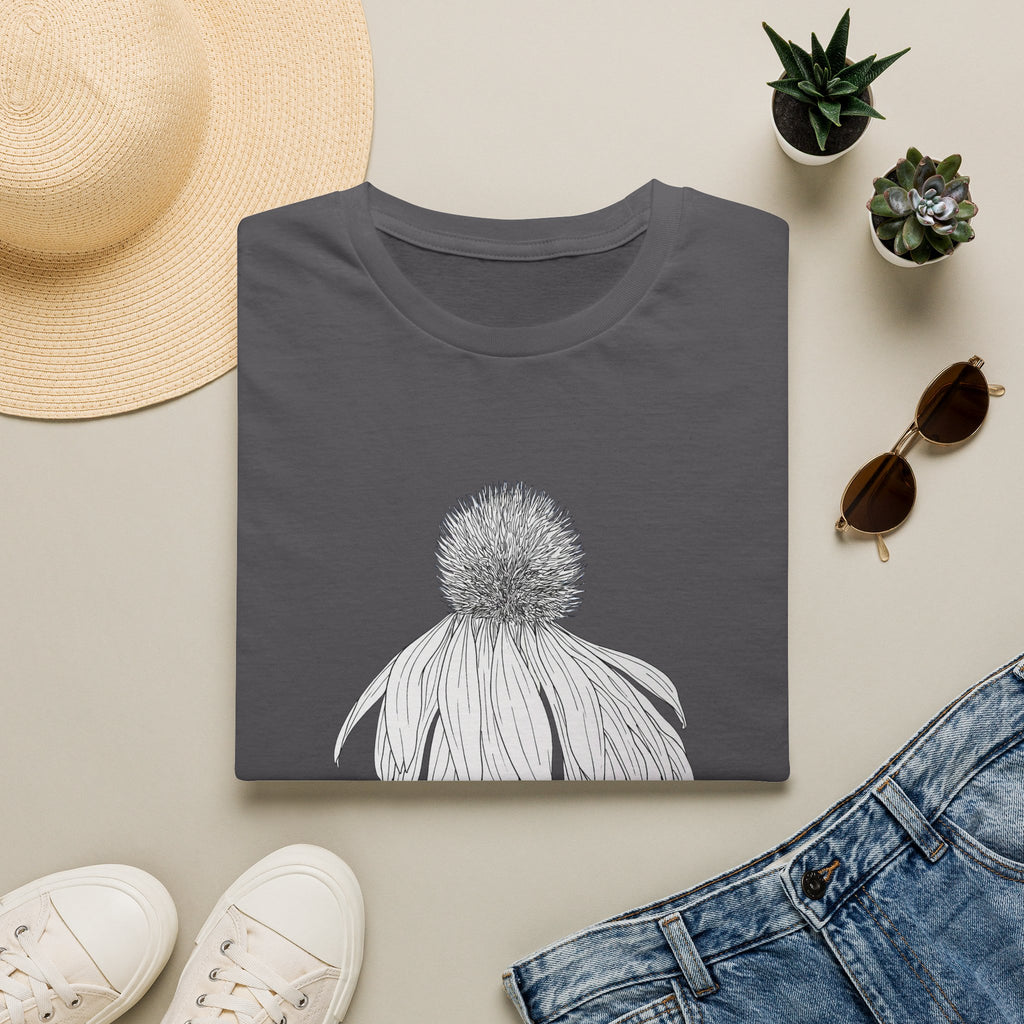 Coneflower Sketch Unisex T‑Shirt — Minimalist Floral Line Art Tee