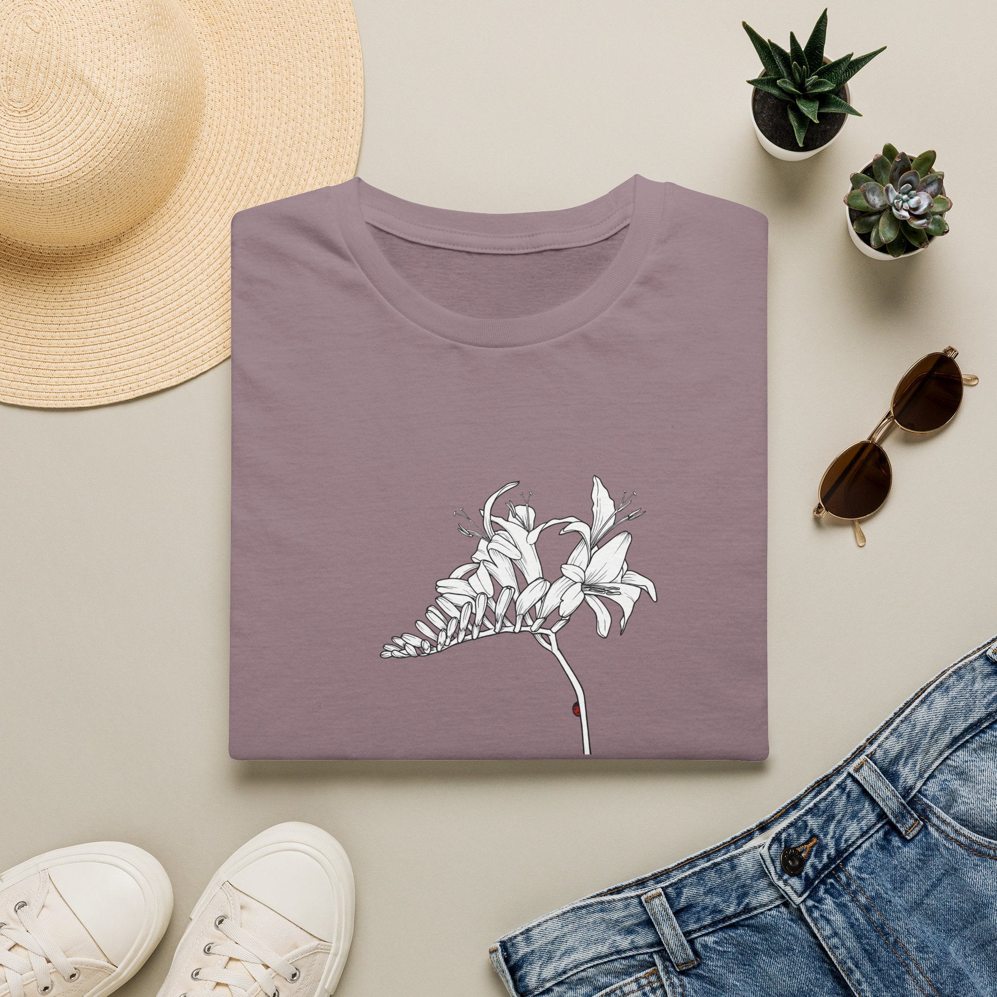 Lucifer Flower Sketch Unisex T‑Shirt — Minimalist Floral Line Art Tee