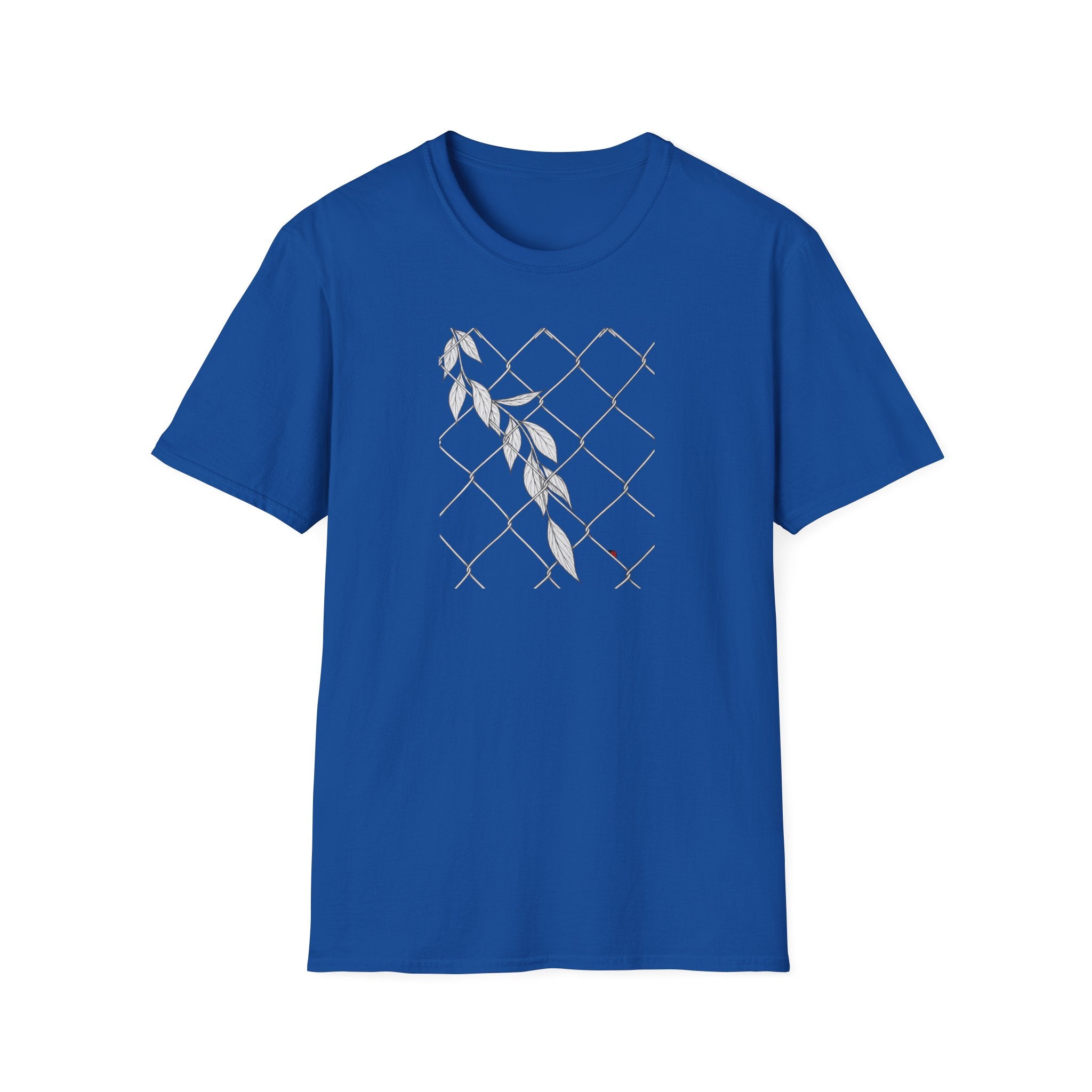 Leaves on fence Sketch Unisex T‑Shirt — Minimalist Floral Line Art Tee