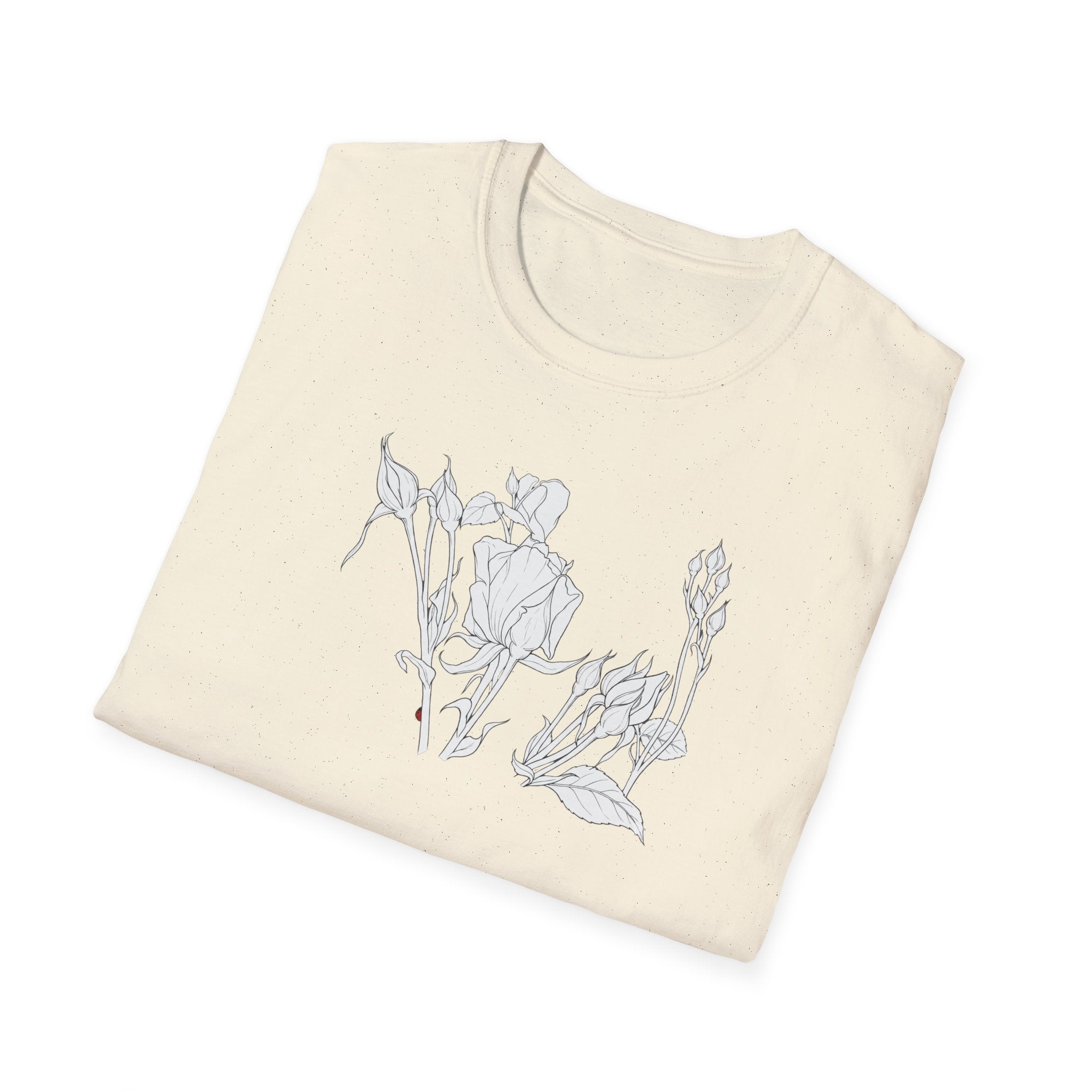 Roesbuds Sketch Unisex T‑Shirt — Minimalist Floral Line Art Tee