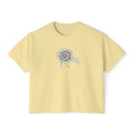 Sunflower Boxy Tee — Minimal Line Art Graphic T-Shirt