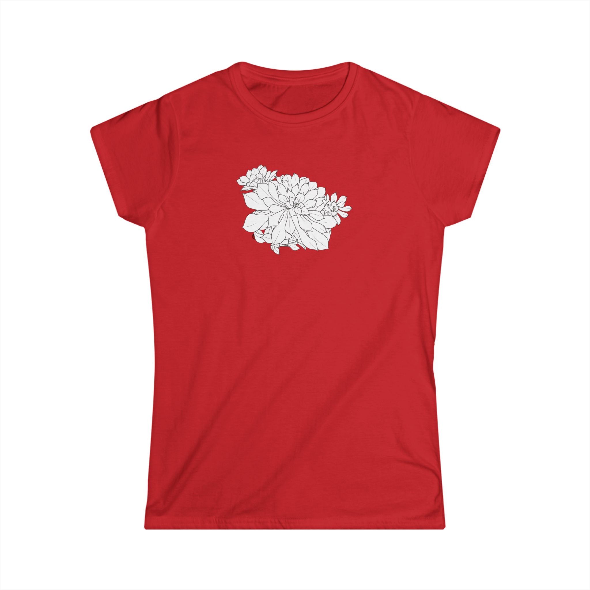 Succulent Line Art Tee — Minimal Floral Women's T-Shirt