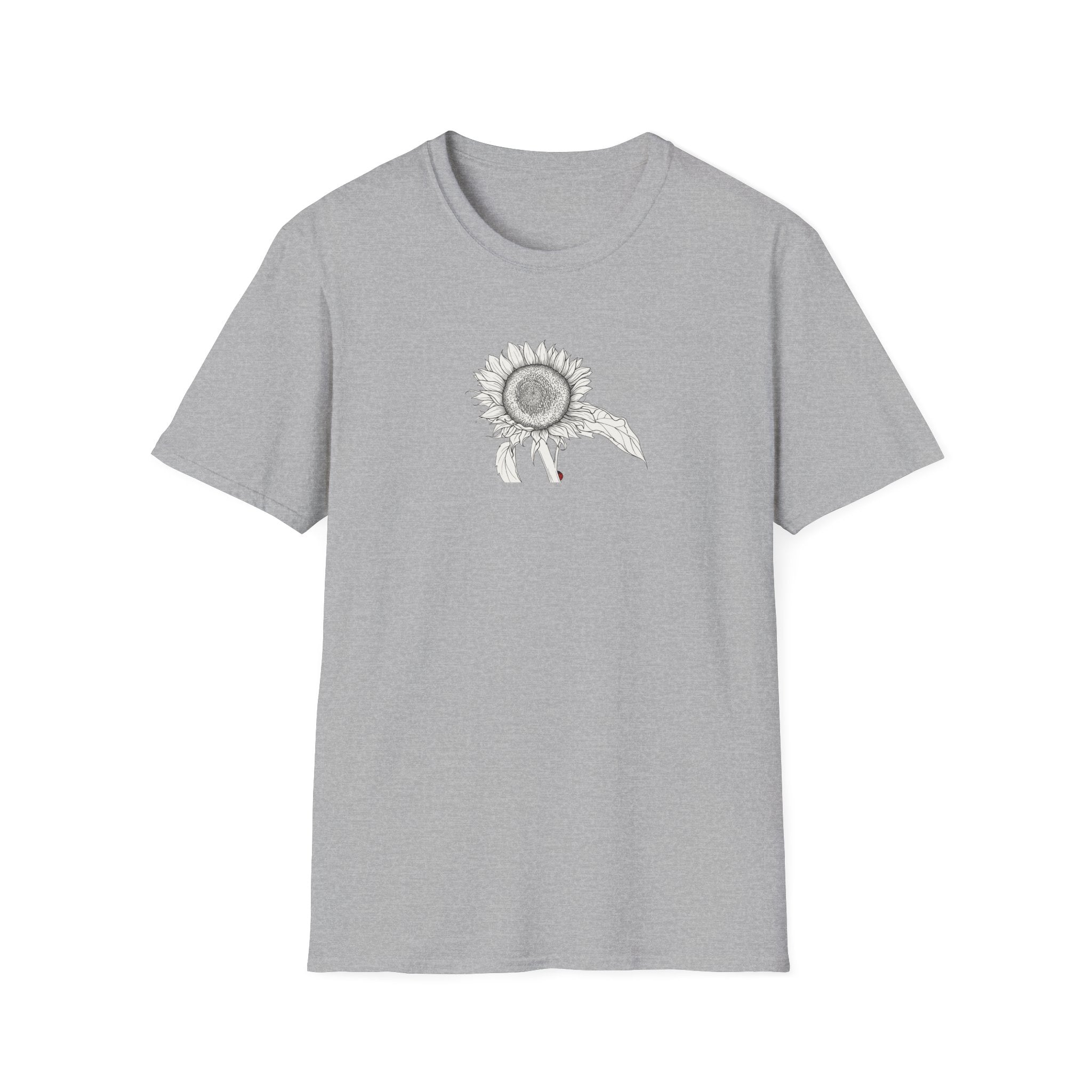 Sunflower Sketch Unisex T‑Shirt — Minimalist Floral Line Art Tee
