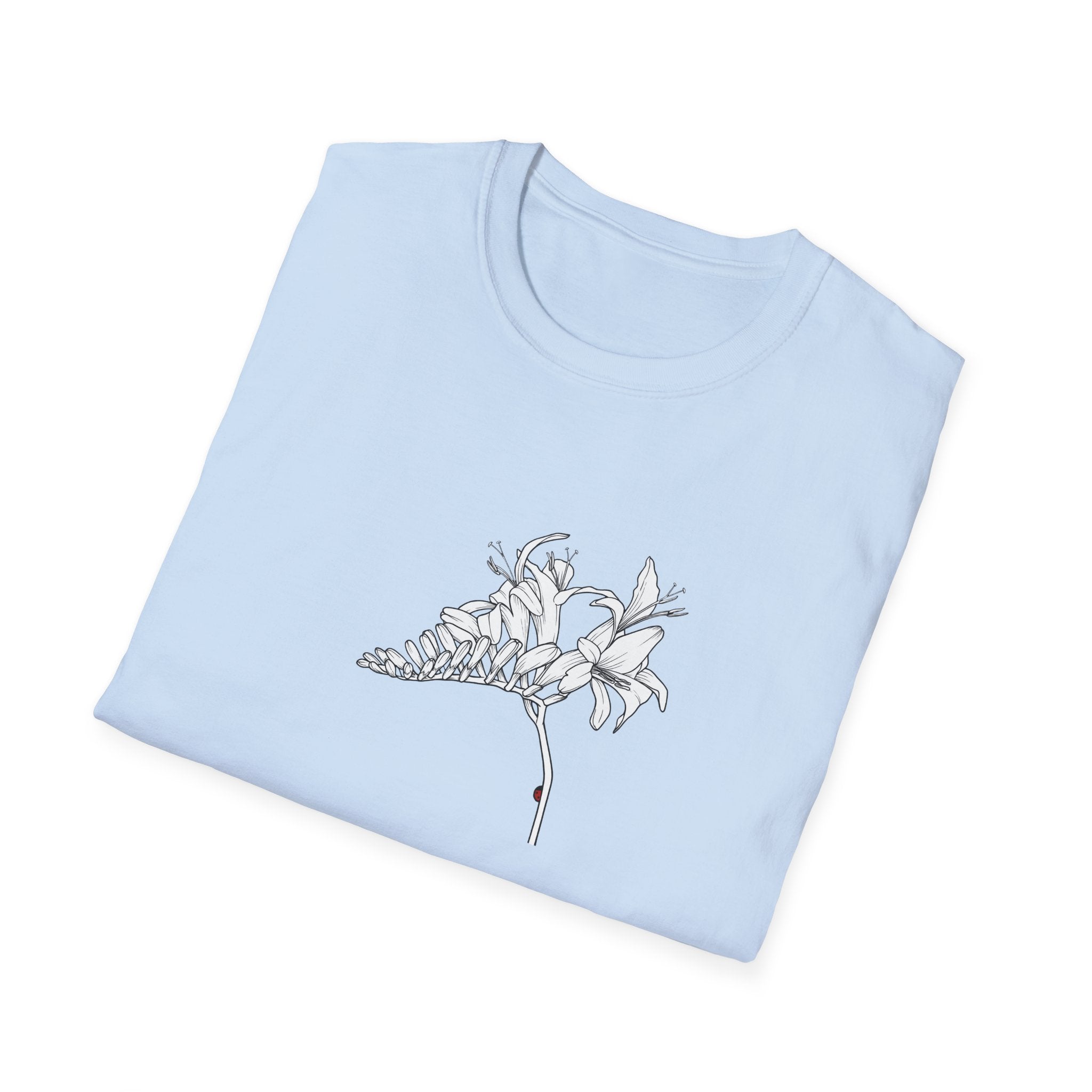 Lucifer Flower Sketch Unisex T‑Shirt — Minimalist Floral Line Art Tee