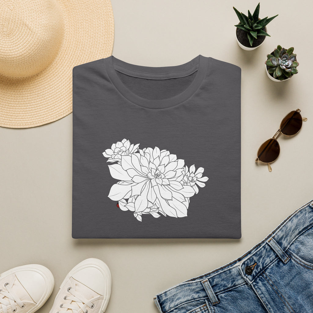 Succulent Sketch Unisex T‑Shirt — Minimalist Floral Line Art Tee