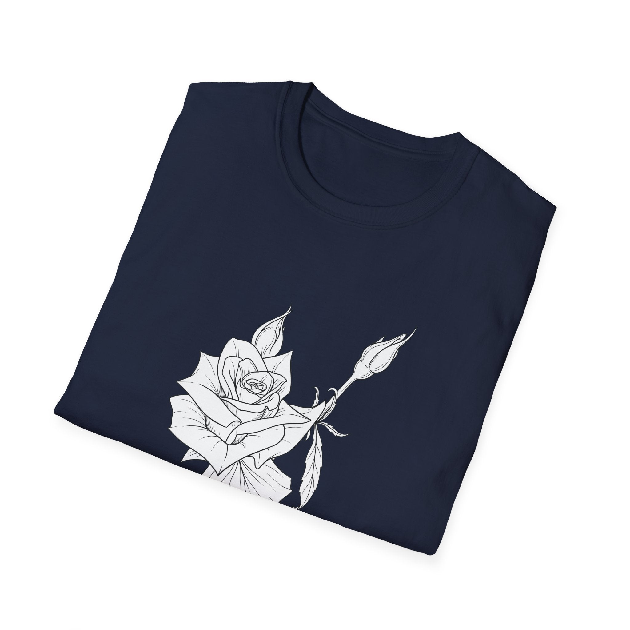Rose Sketch Unisex T‑Shirt — Minimalist Floral Line Art Tee