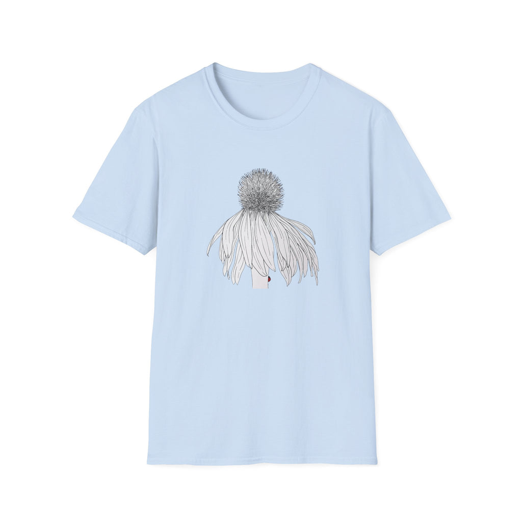 Coneflower Sketch Unisex T‑Shirt — Minimalist Floral Line Art Tee