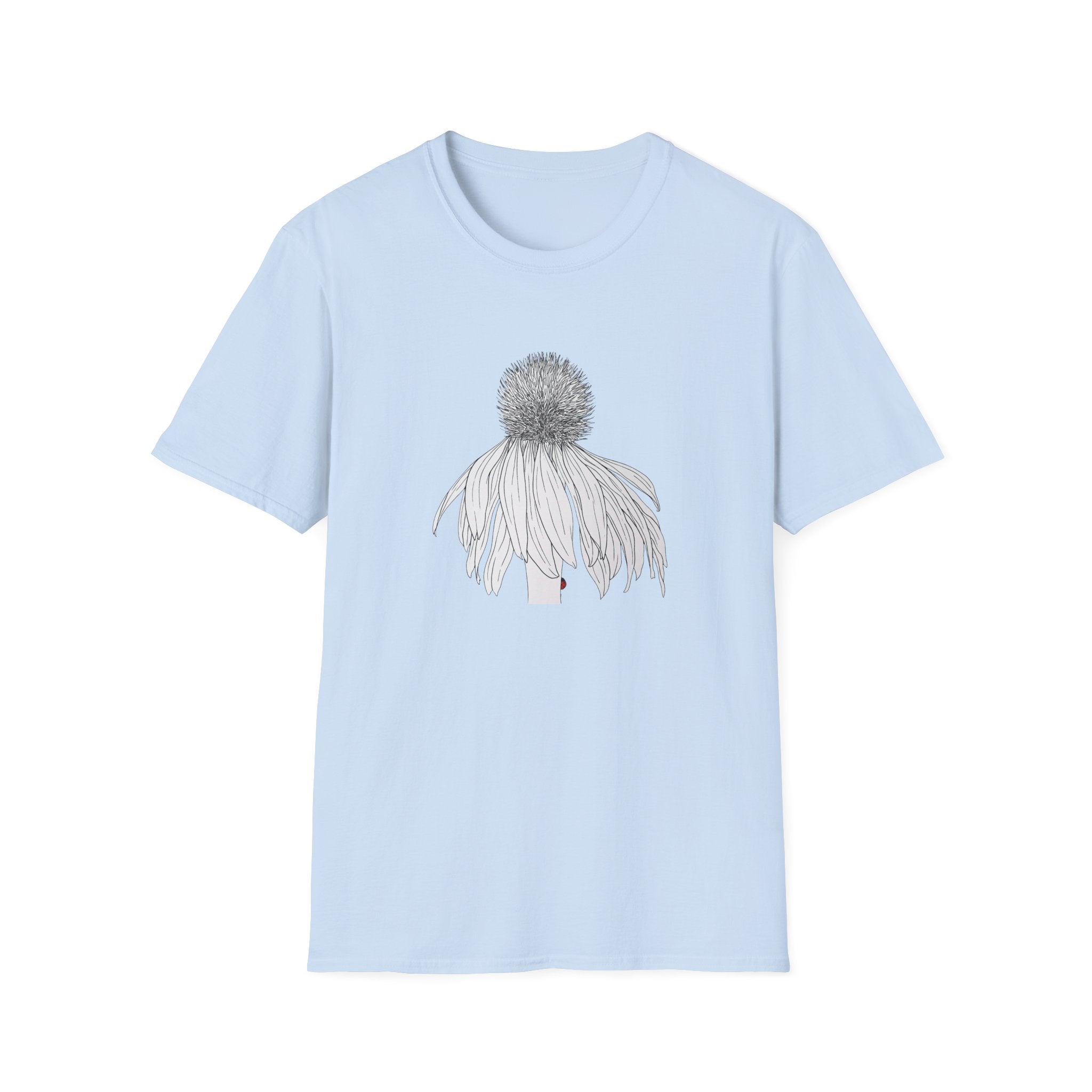 Coneflower Sketch Unisex T‑Shirt — Minimalist Floral Line Art Tee