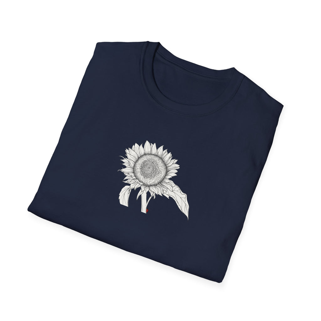 Sunflower Sketch Unisex T‑Shirt — Minimalist Floral Line Art Tee
