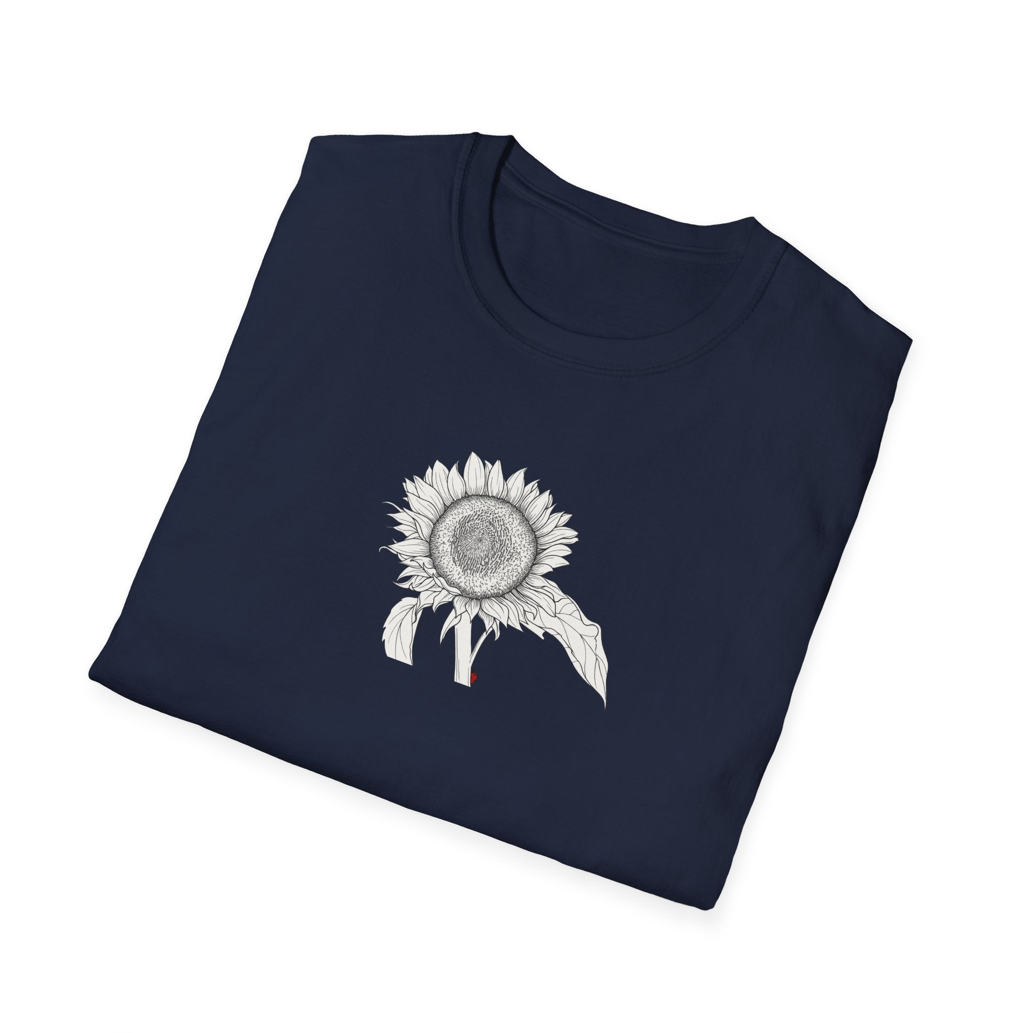 Sunflower Sketch Unisex T‑Shirt — Minimalist Floral Line Art Tee