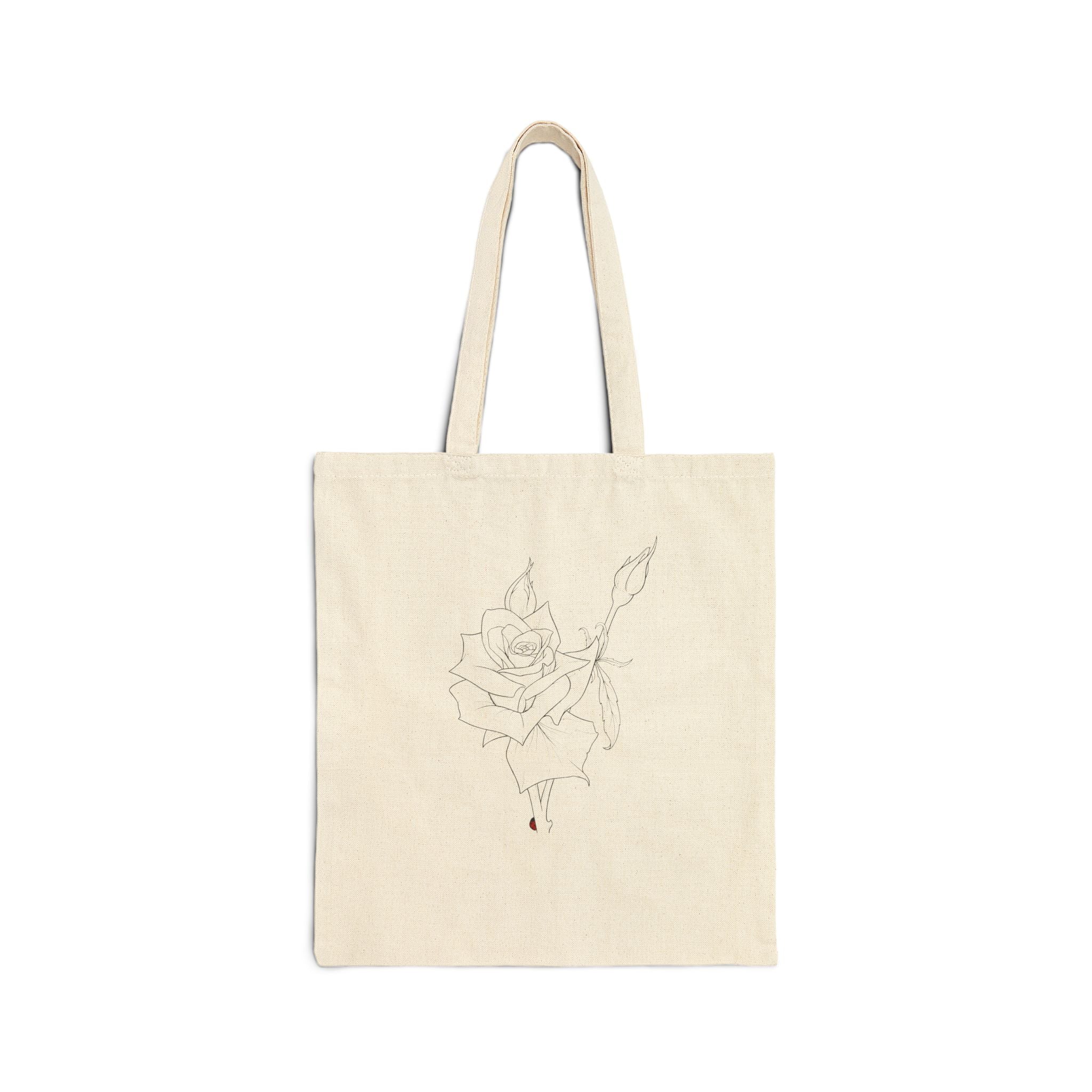 Canvas Tote Bag — Minimal Botanical Floral Sketch Tote