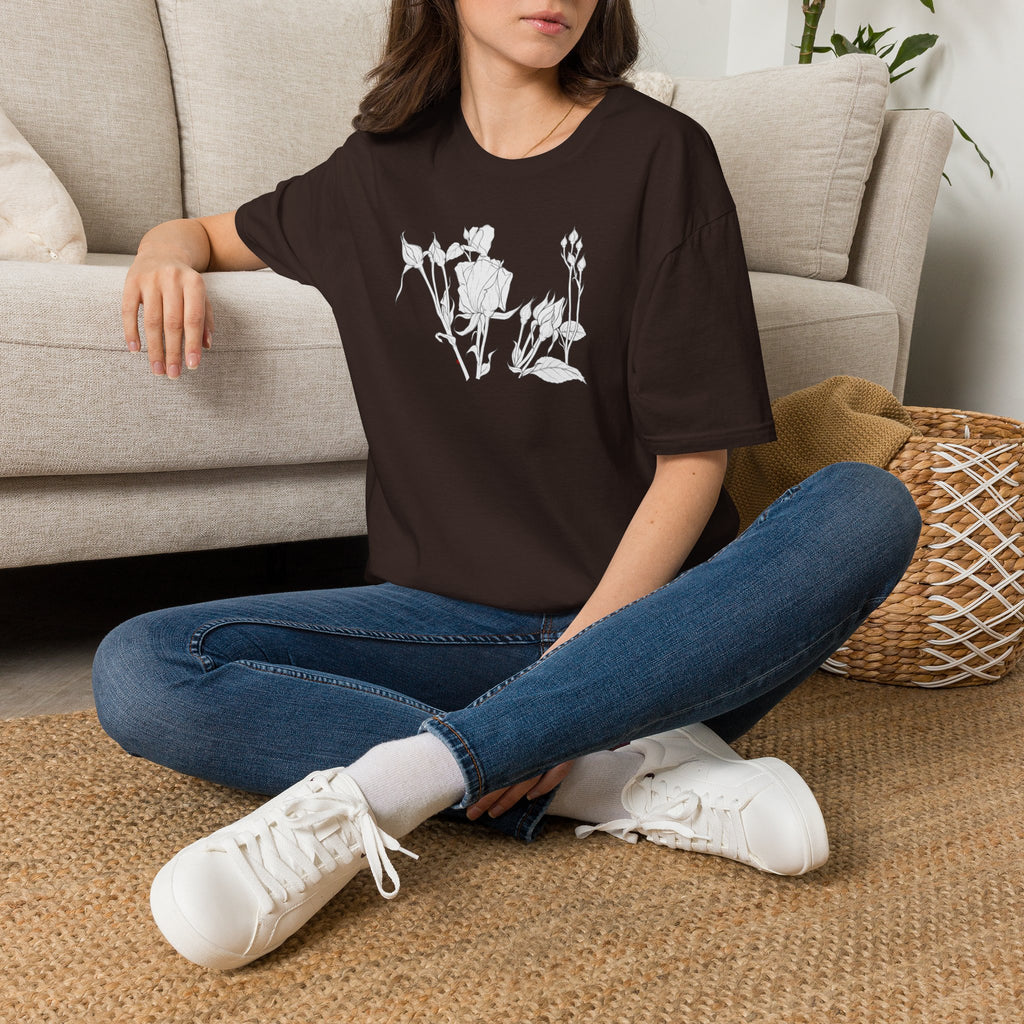 Roesbuds Sketch Unisex T‑Shirt — Minimalist Floral Line Art Tee