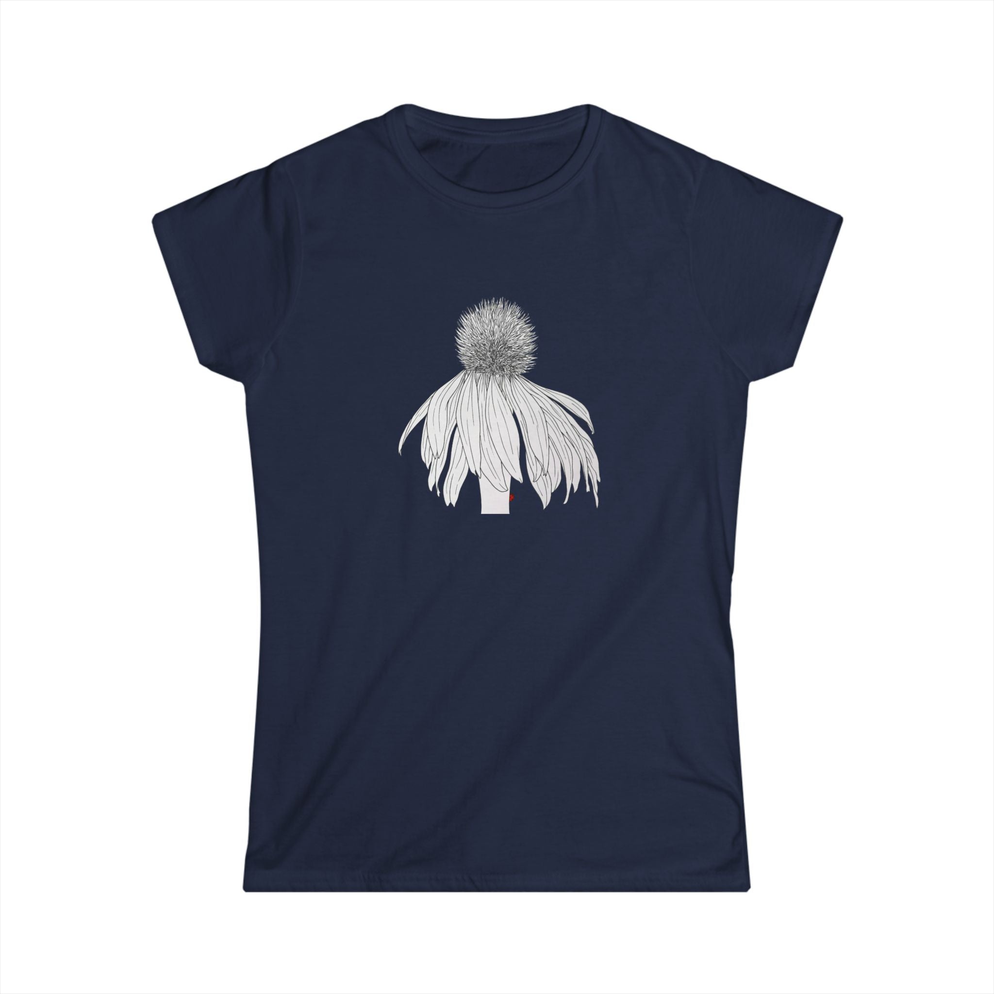Coneflower Line Art Tee — Minimal Floral Women's T-Shirt