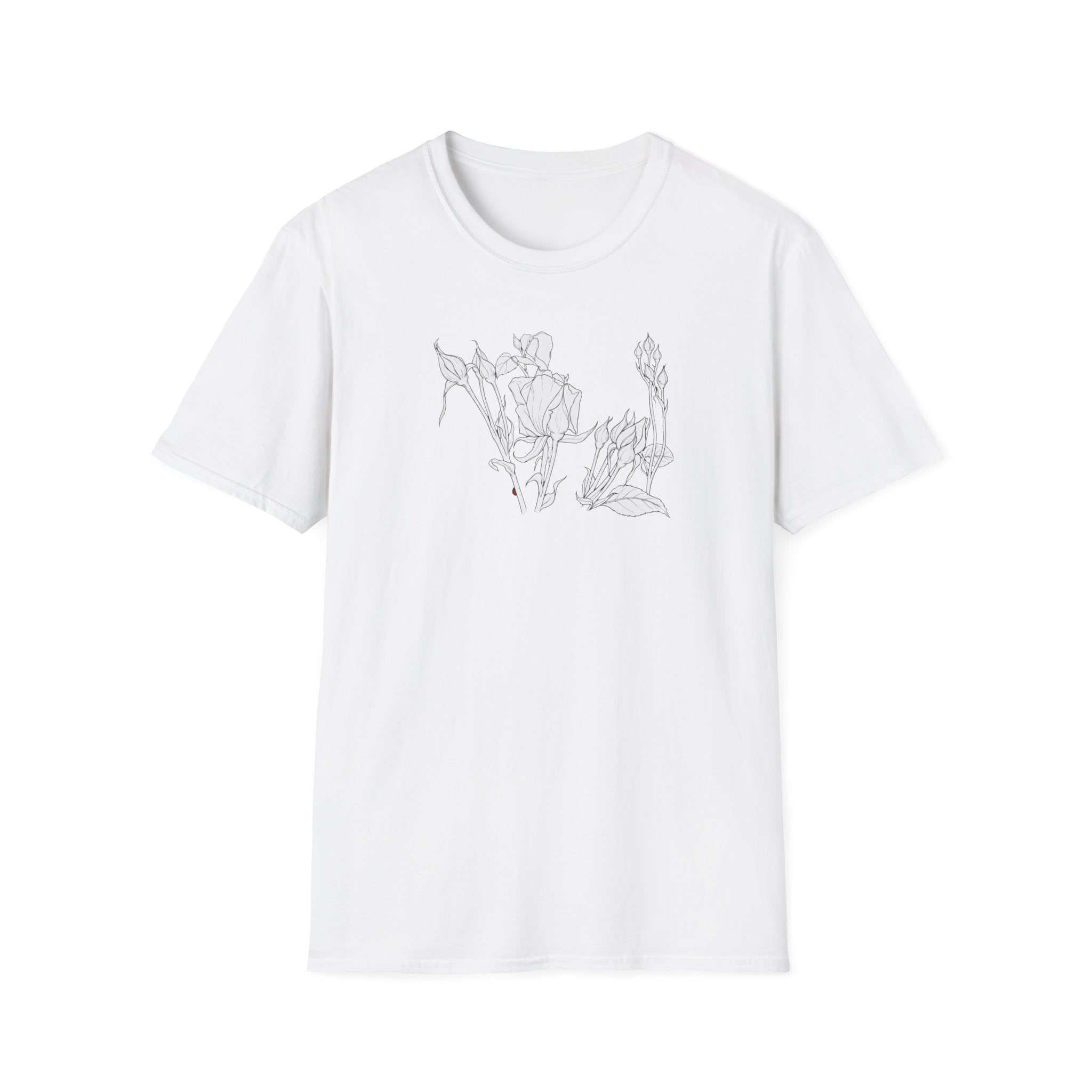 Roesbuds Sketch Unisex T‑Shirt — Minimalist Floral Line Art Tee