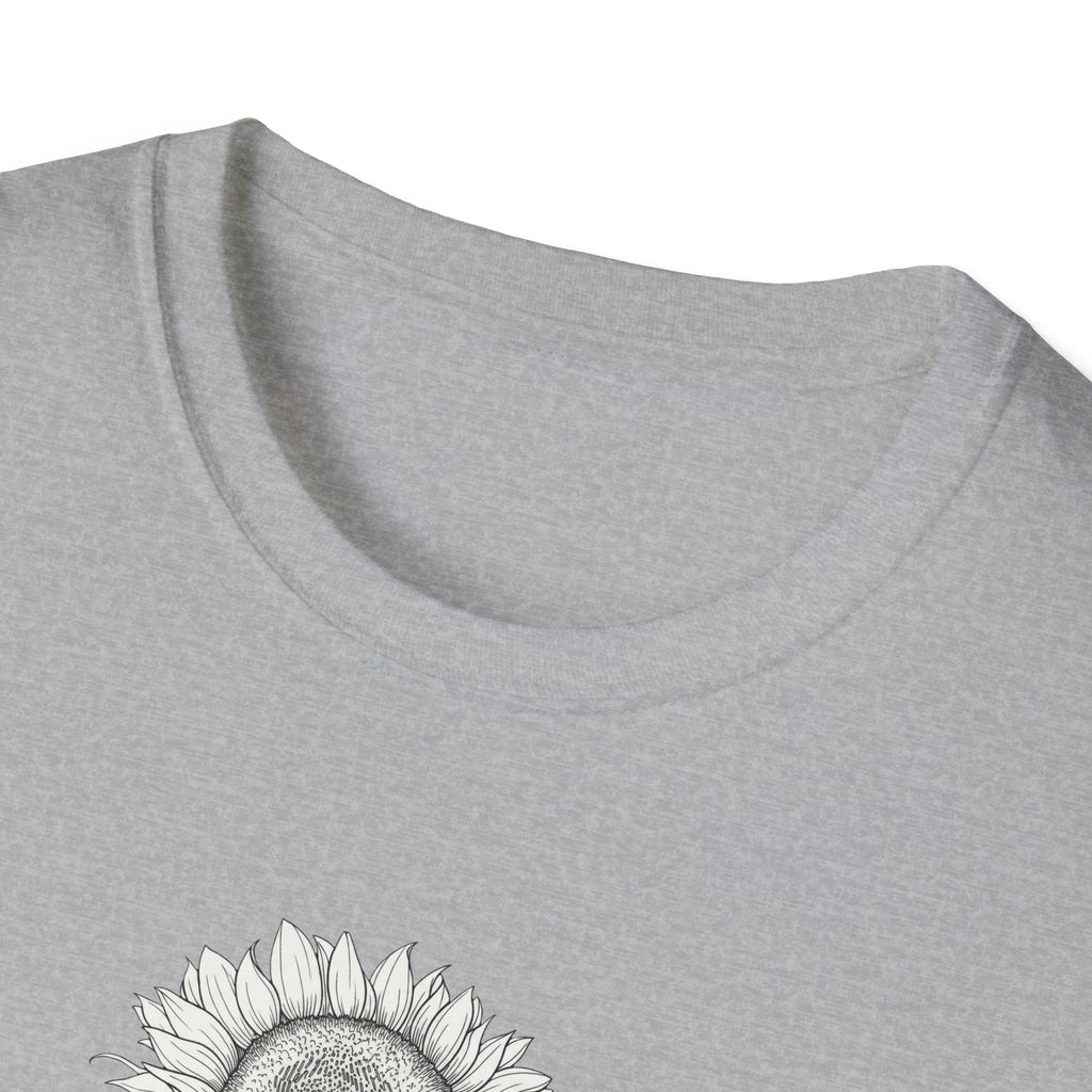 Sunflower Sketch Unisex T‑Shirt — Minimalist Floral Line Art Tee