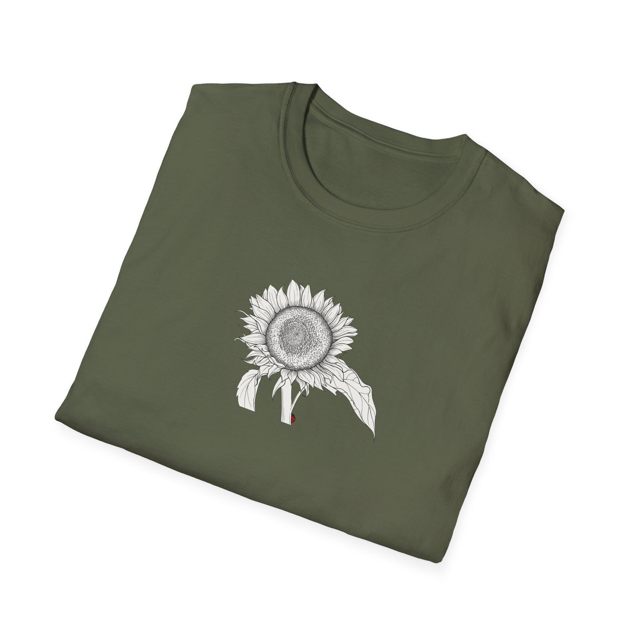 Sunflower Sketch Unisex T‑Shirt — Minimalist Floral Line Art Tee