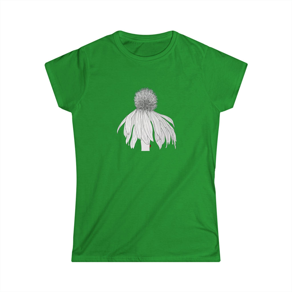 Coneflower Line Art Tee — Minimal Floral Women's T-Shirt