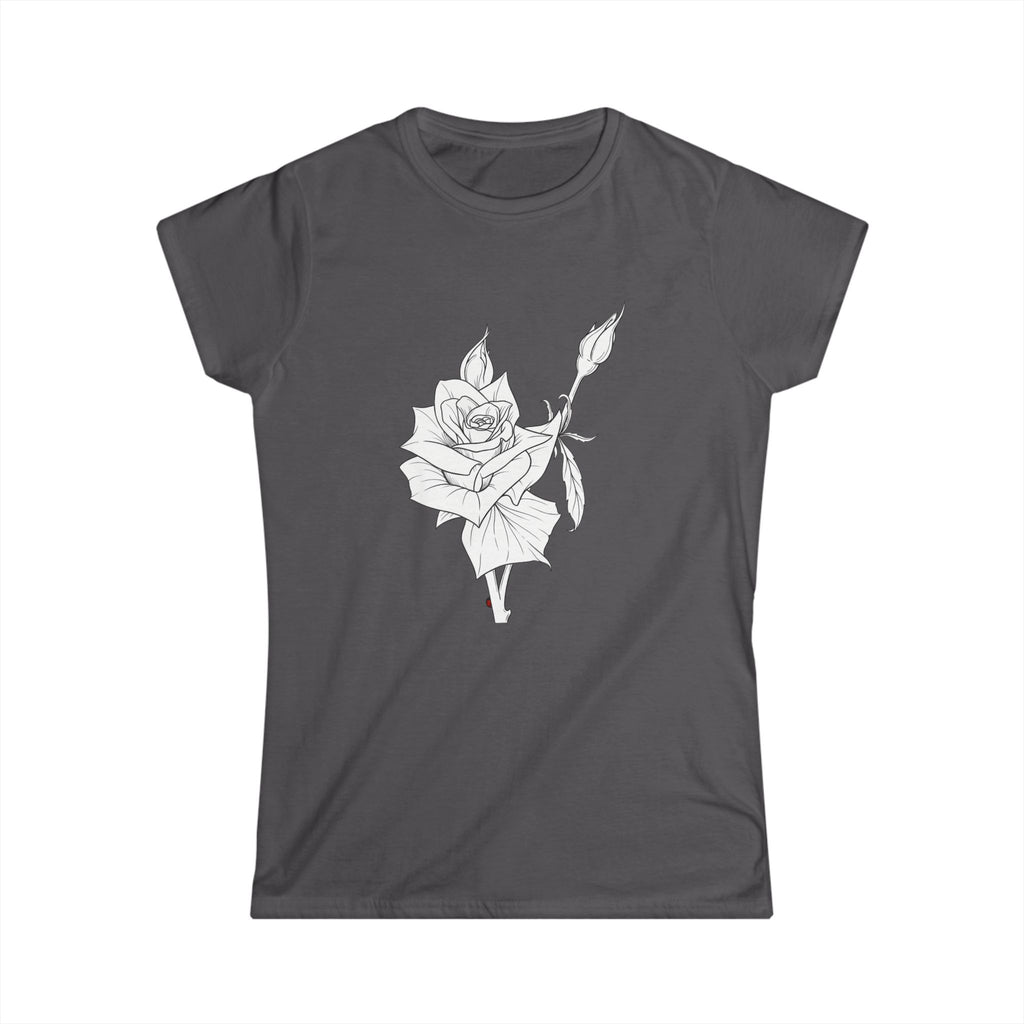 Rose Line Art Tee — Minimal Floral Women's T-Shirt