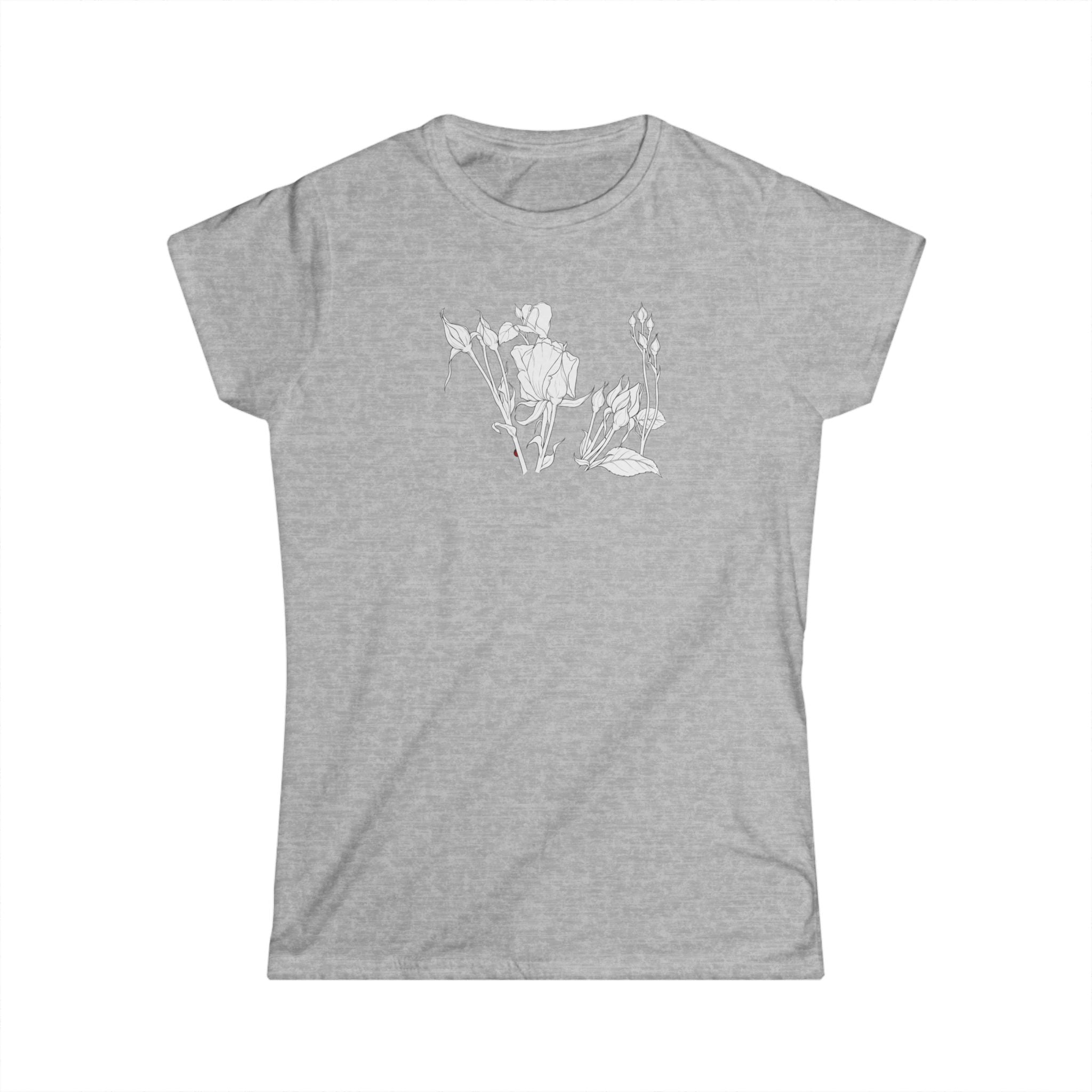 Rosebuds Line Art Tee — Minimal Floral Women's T-Shirt
