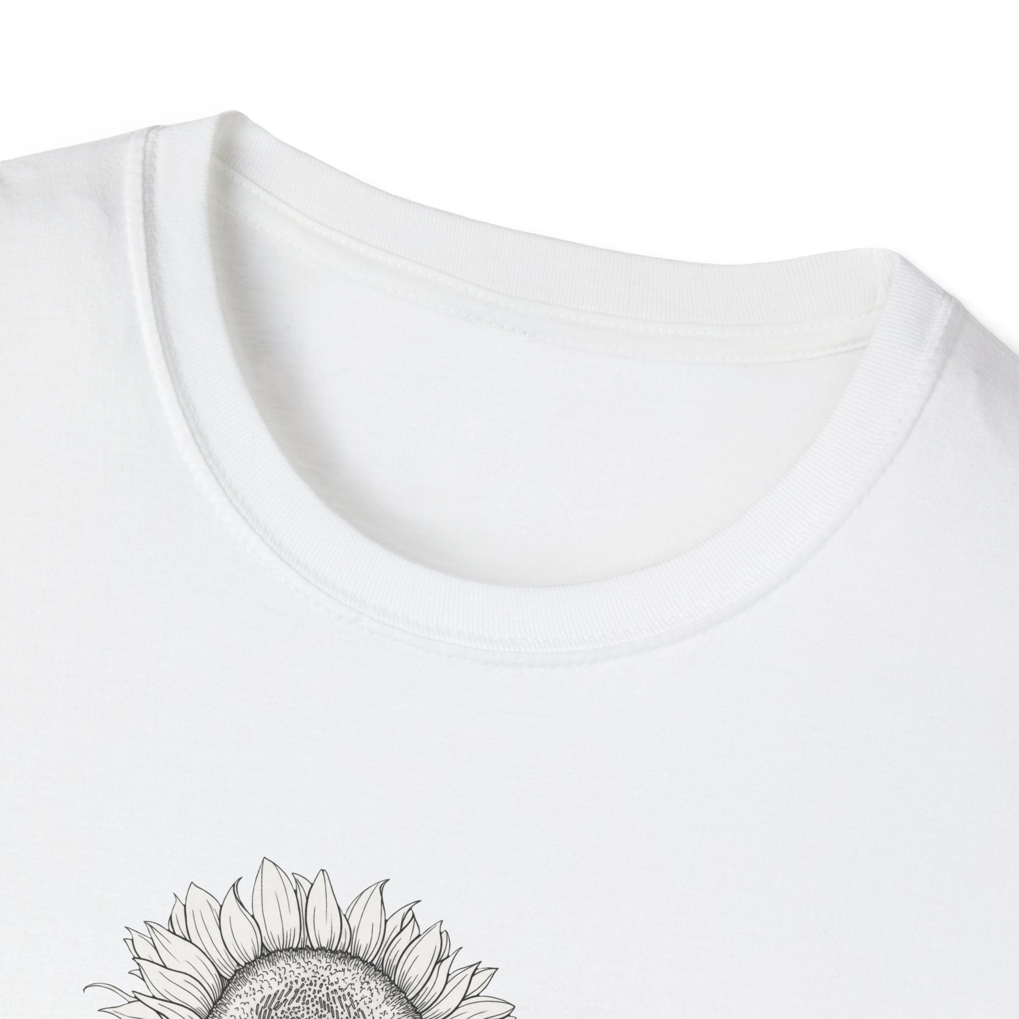 Sunflower Sketch Unisex T‑Shirt — Minimalist Floral Line Art Tee