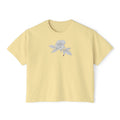Rose with leaves Boxy Tee — Minimal Line Art Rose Graphic T-Shirt