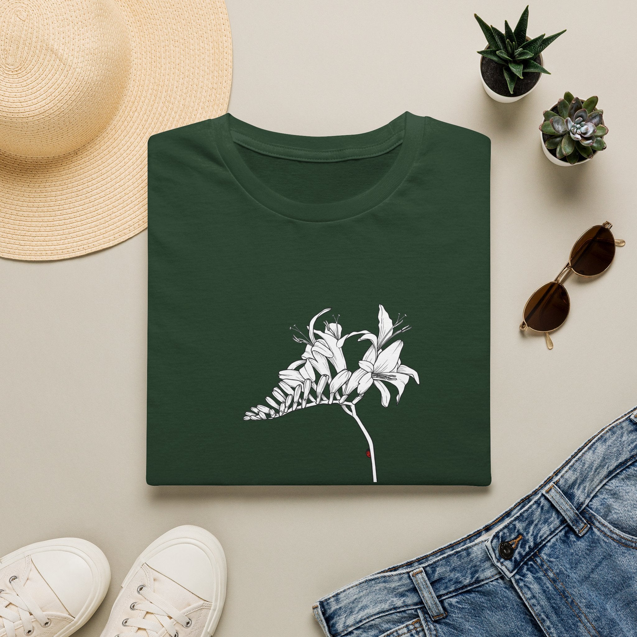 Lucifer Flower Sketch Unisex T‑Shirt — Minimalist Floral Line Art Tee