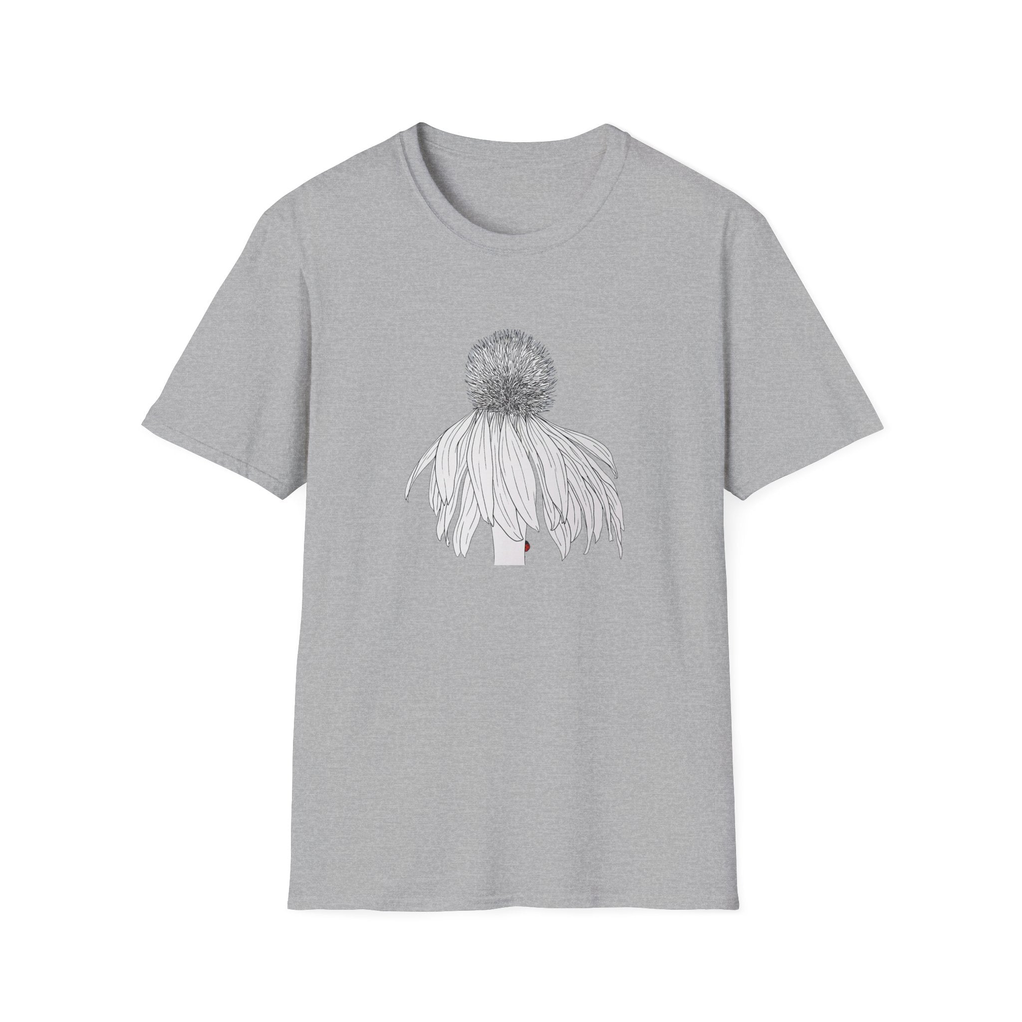 Coneflower Sketch Unisex T‑Shirt — Minimalist Floral Line Art Tee