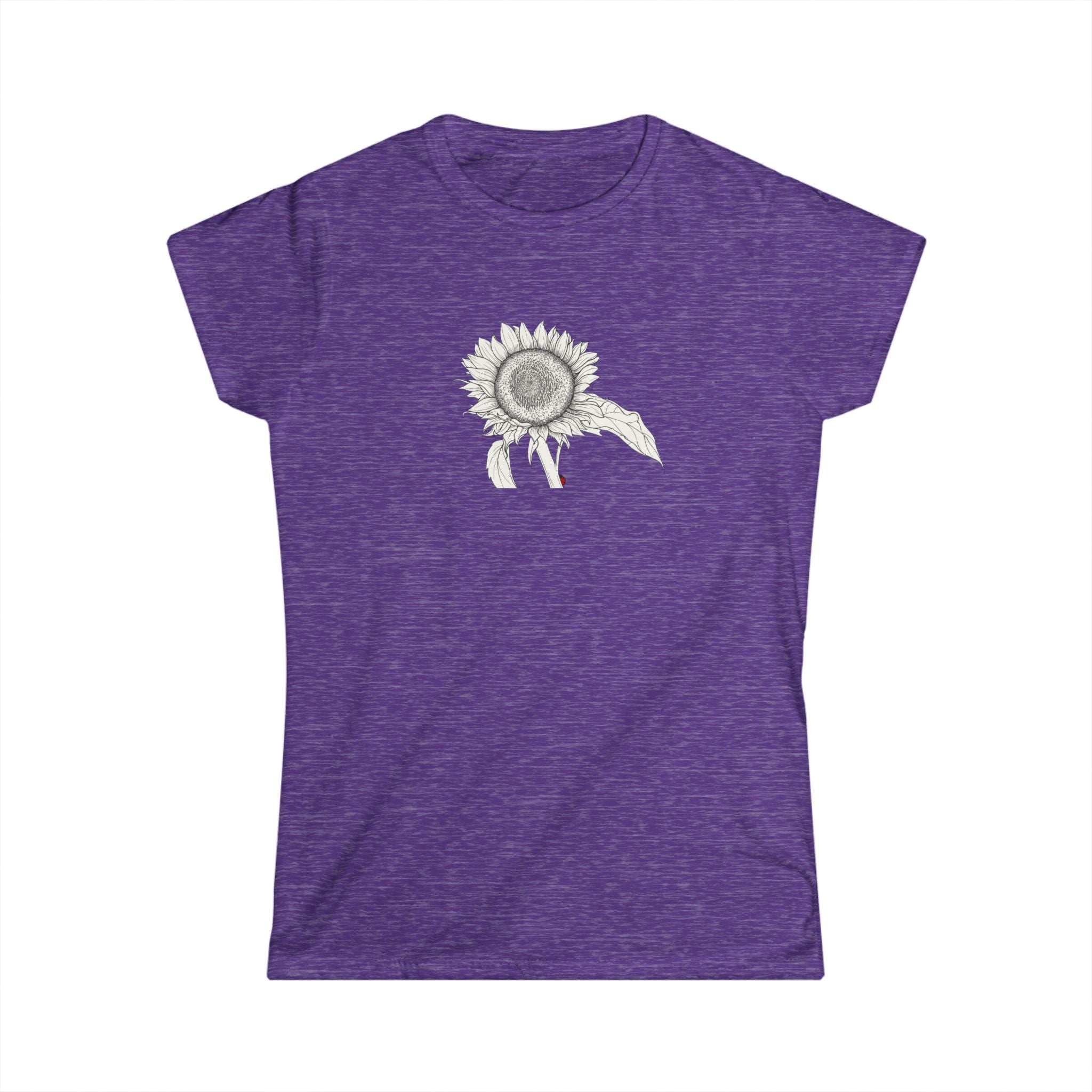 Sunflower Line Art Tee — Minimal Floral Women's T-Shirt