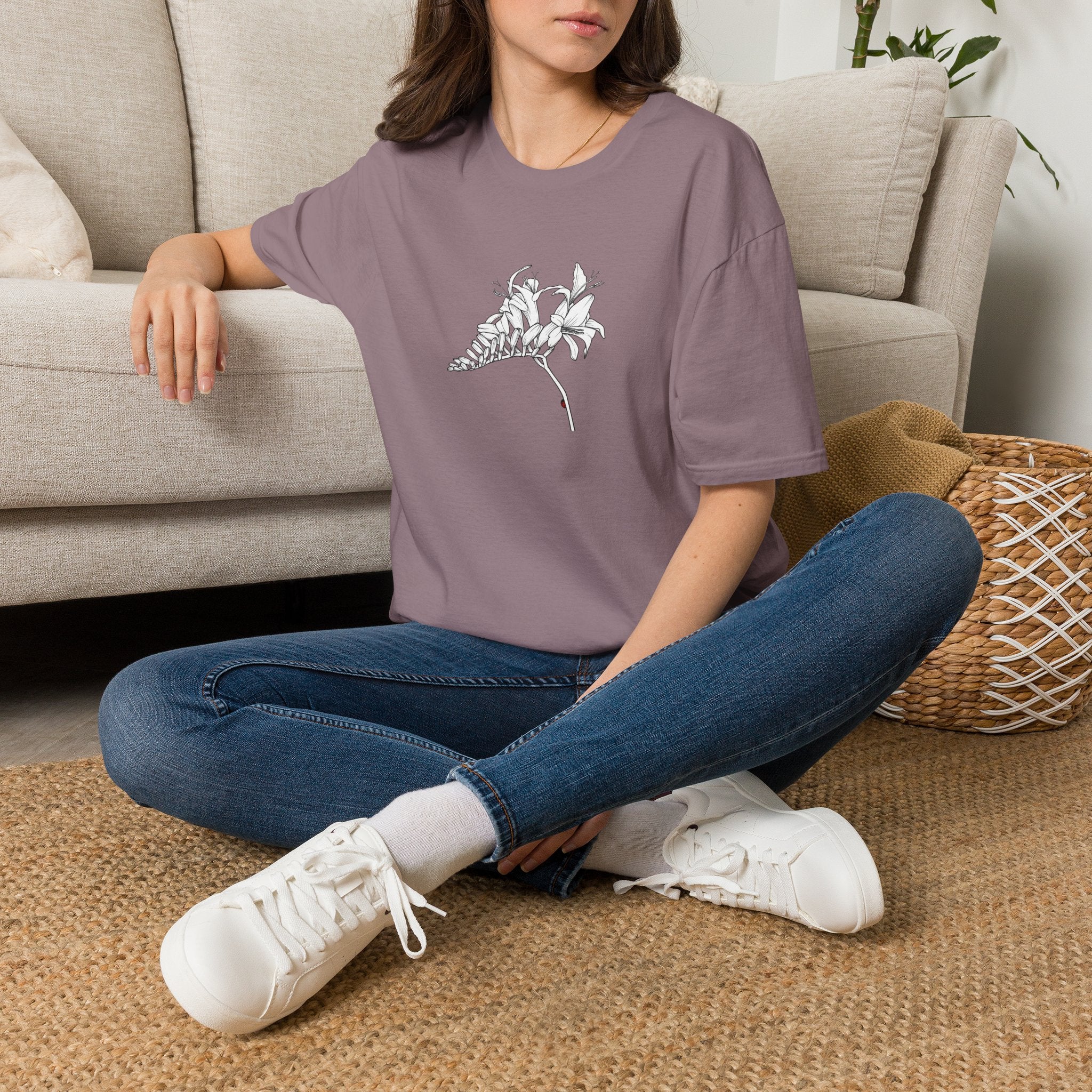 Lucifer Flower Sketch Unisex T‑Shirt — Minimalist Floral Line Art Tee
