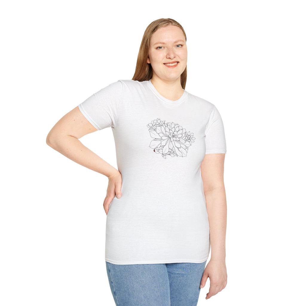 Succulent Sketch Unisex T‑Shirt — Minimalist Floral Line Art Tee