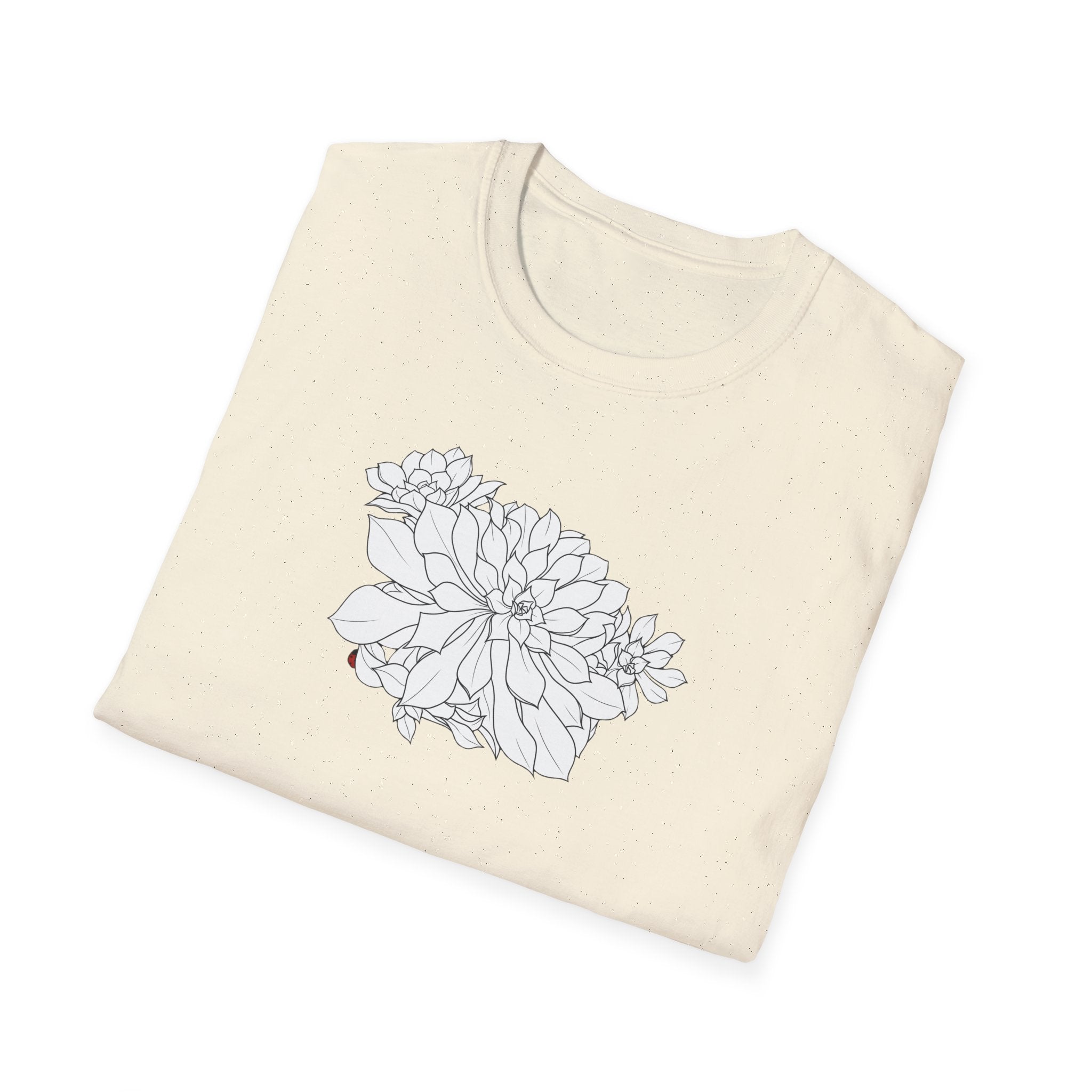 Succulent Sketch Unisex T‑Shirt — Minimalist Floral Line Art Tee