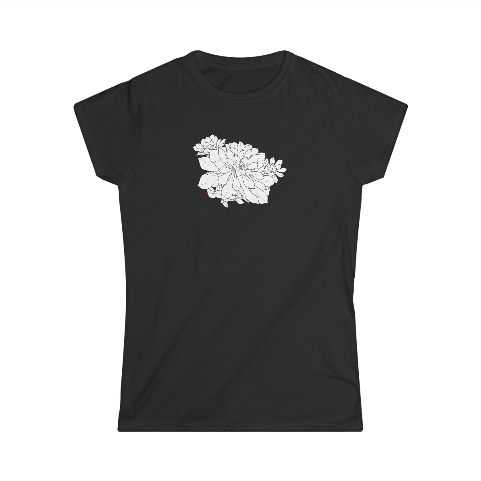 Succulent Line Art Tee — Minimal Floral Women's T-Shirt