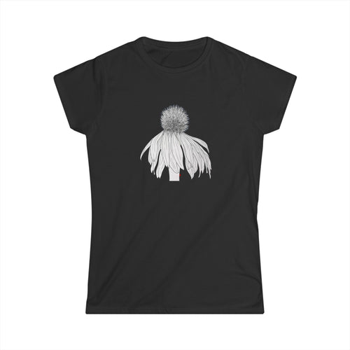 Coneflower Line Art Tee — Minimal Floral Women's T-Shirt