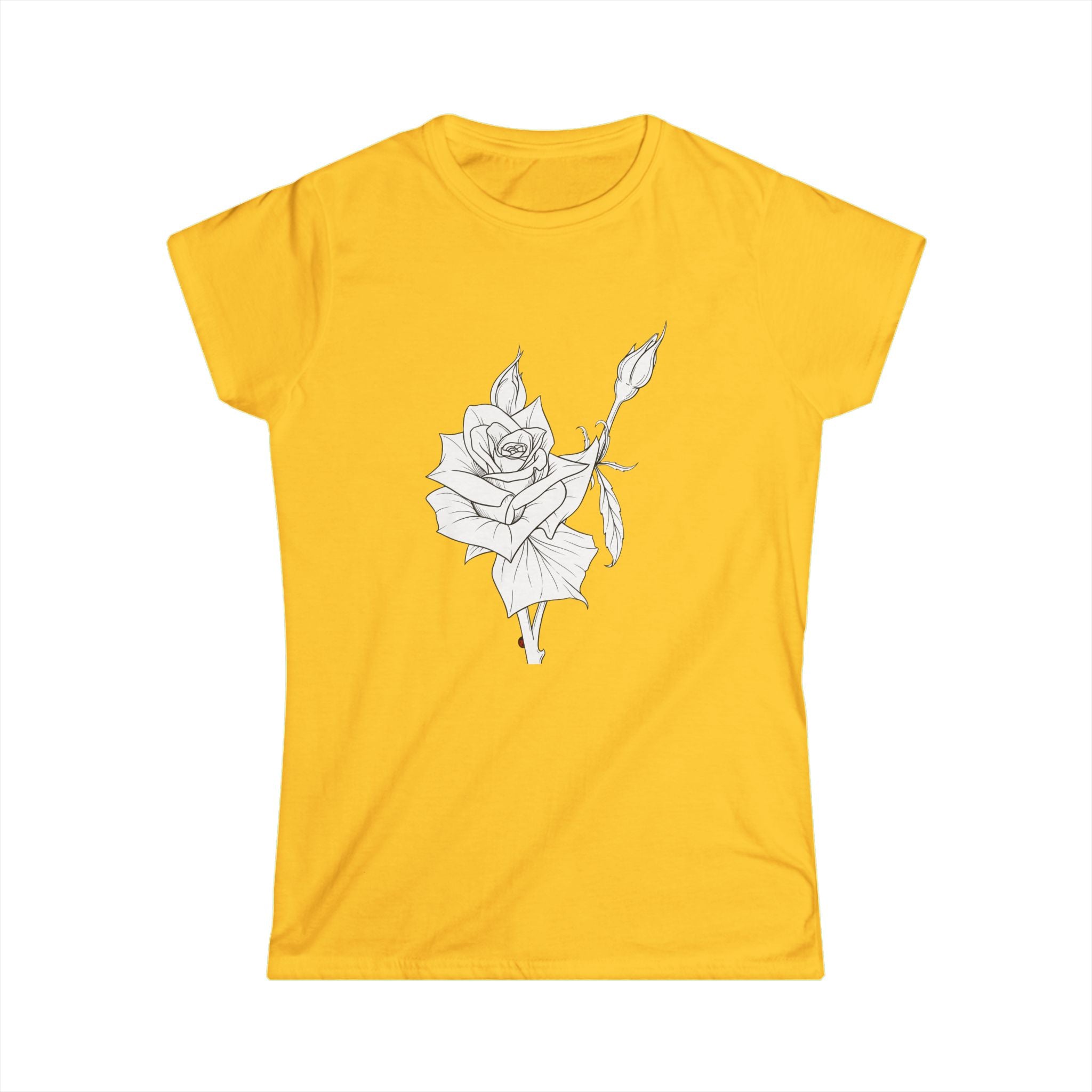 Rose Line Art Tee — Minimal Floral Women's T-Shirt