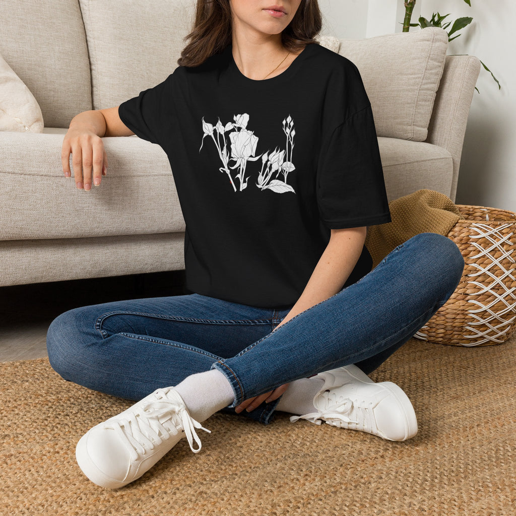 Roesbuds Sketch Unisex T‑Shirt — Minimalist Floral Line Art Tee