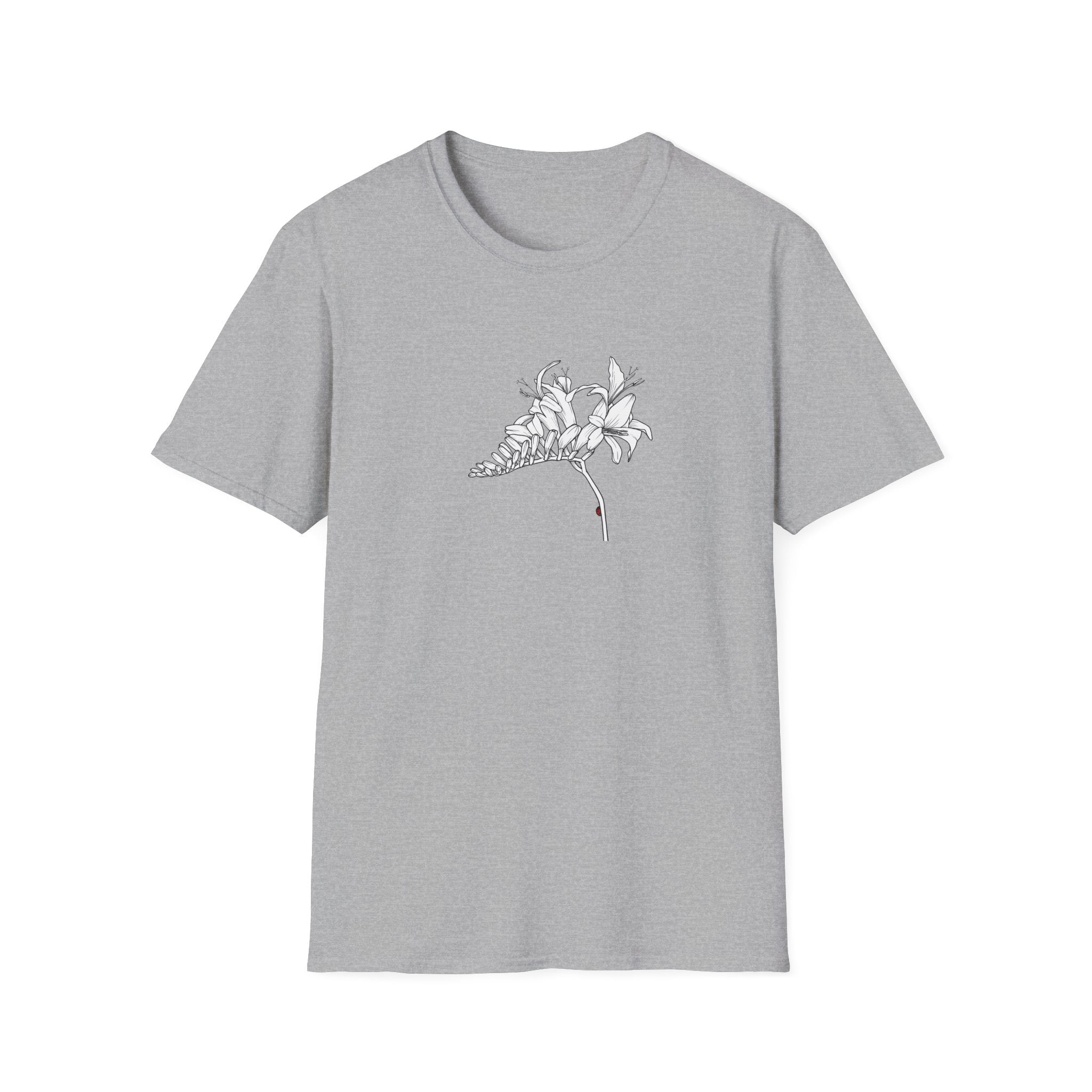 Lucifer Flower Sketch Unisex T‑Shirt — Minimalist Floral Line Art Tee