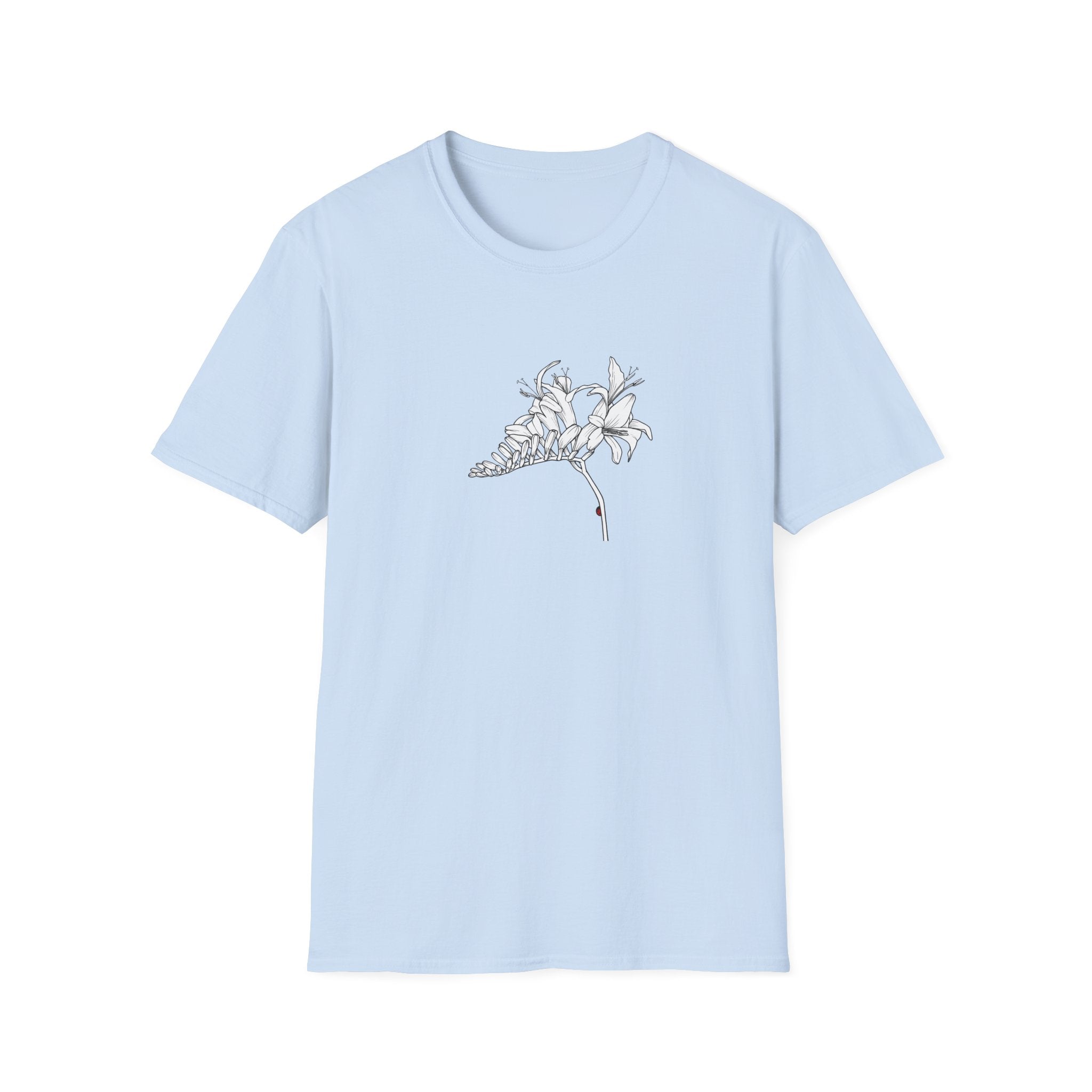 Lucifer Flower Sketch Unisex T‑Shirt — Minimalist Floral Line Art Tee
