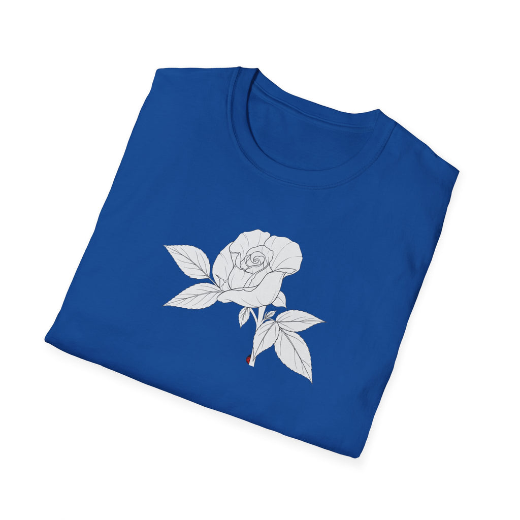 Rose with leaves Sketch Unisex T‑Shirt — Minimalist Floral Line Art Tee