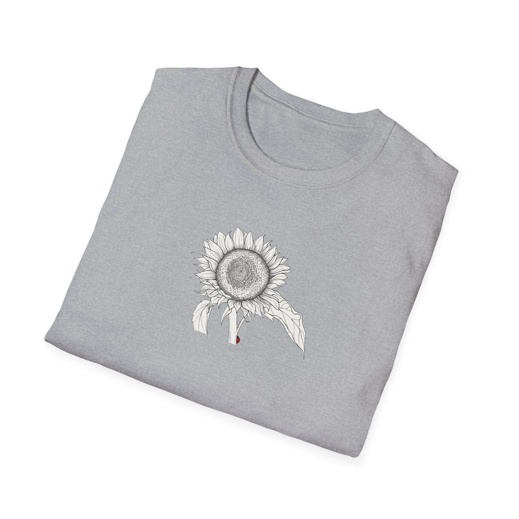 Sunflower Sketch Unisex T‑Shirt — Minimalist Floral Line Art Tee